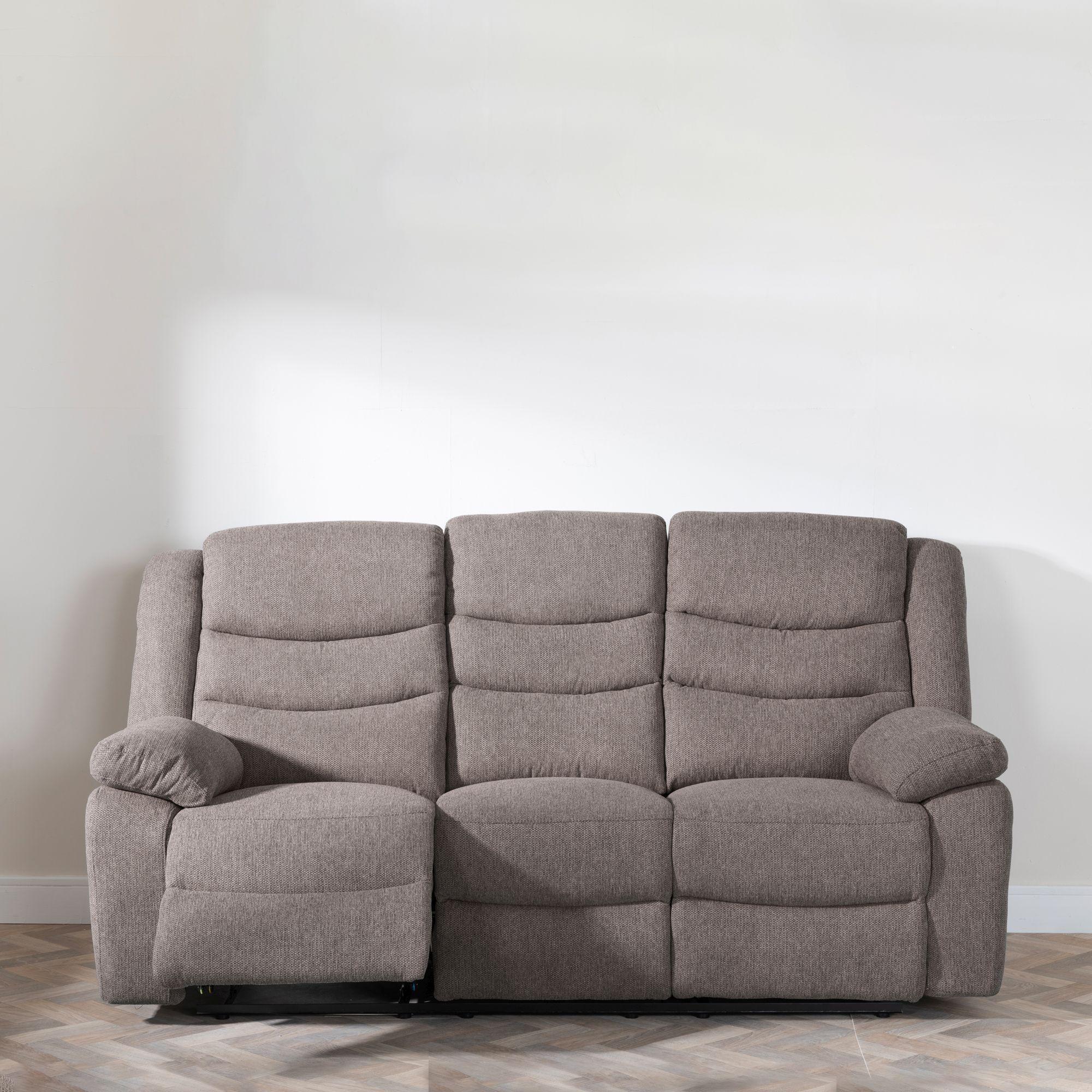 Product photograph of Sorrento Brown Fabric Recliner Sofa Set from Choice Furniture Superstore.