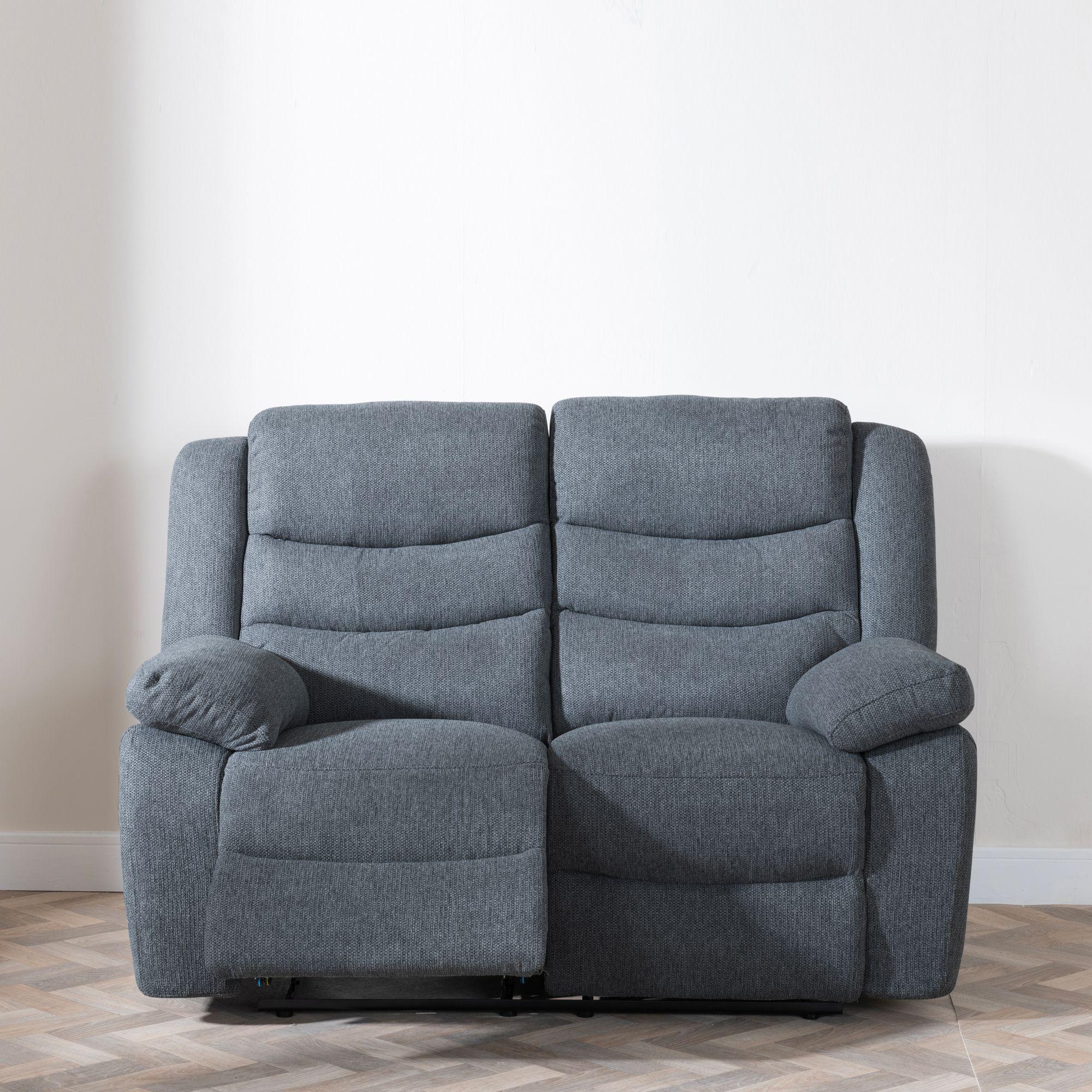 Product photograph of Sorrento Dark Grey Fabric 2 Seater Recliner Sofa from Choice Furniture Superstore.