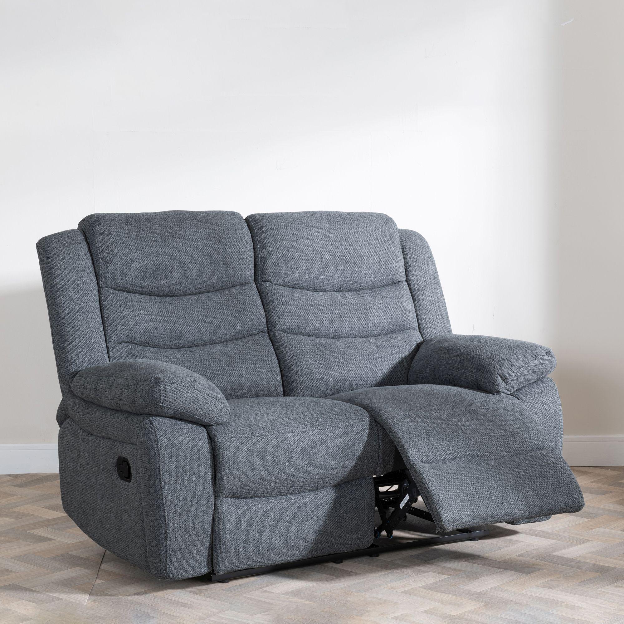 Product photograph of Sorrento Dark Grey Fabric 2 Seater Recliner Sofa from Choice Furniture Superstore.