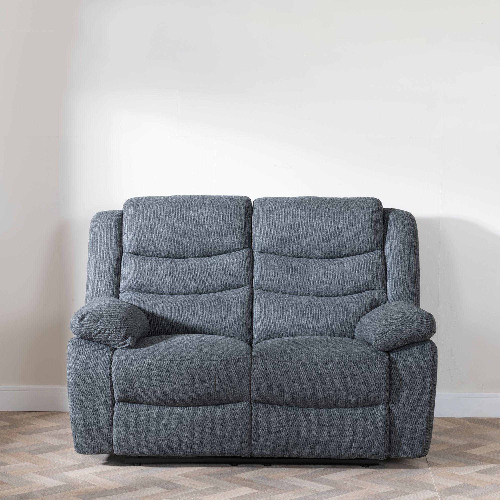 Product photograph of Sorrento Dark Grey Fabric 2 Seater Recliner Sofa from Choice Furniture Superstore.