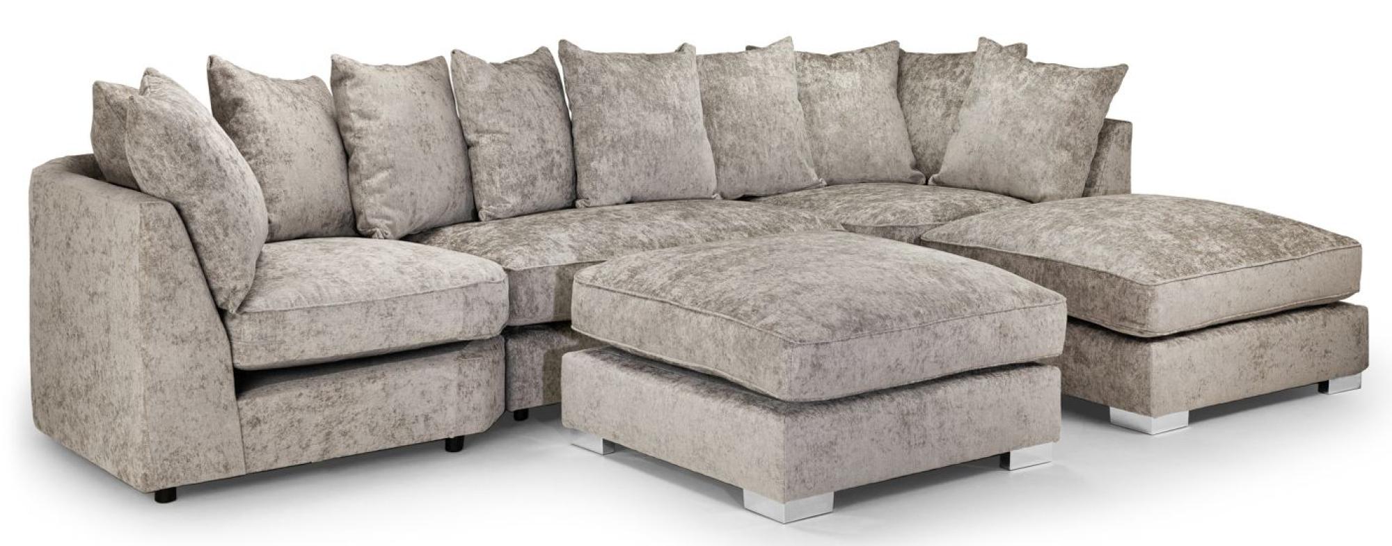 Product photograph of Bishop Scatterback Truffle Velvet Fabric U Shape Corner Sofa Suite from Choice Furniture Superstore.