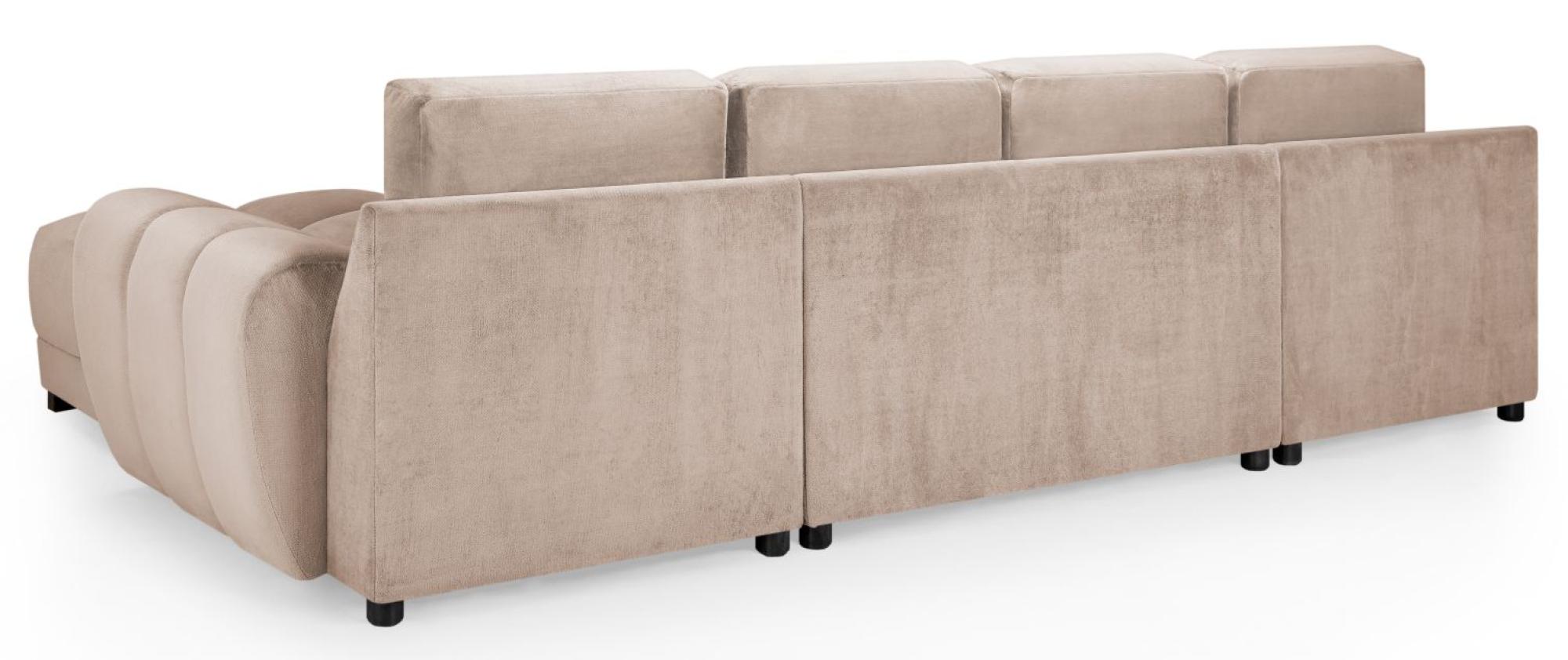 Product photograph of Azzuro Mocha Velvet Fabric U Shape Corner Sofa Suite from Choice Furniture Superstore.