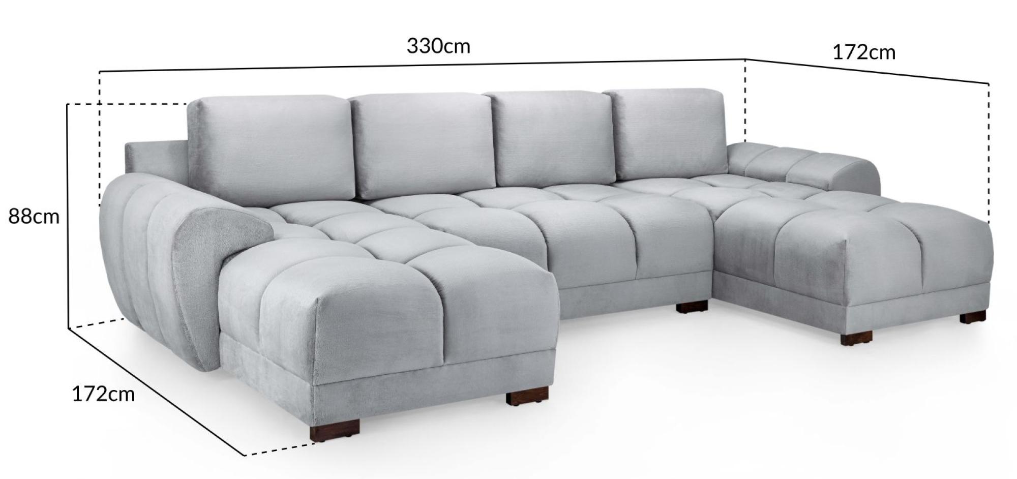 Product photograph of Azzuro Grey Velvet Fabric U Shape Corner Sofa Suite from Choice Furniture Superstore.