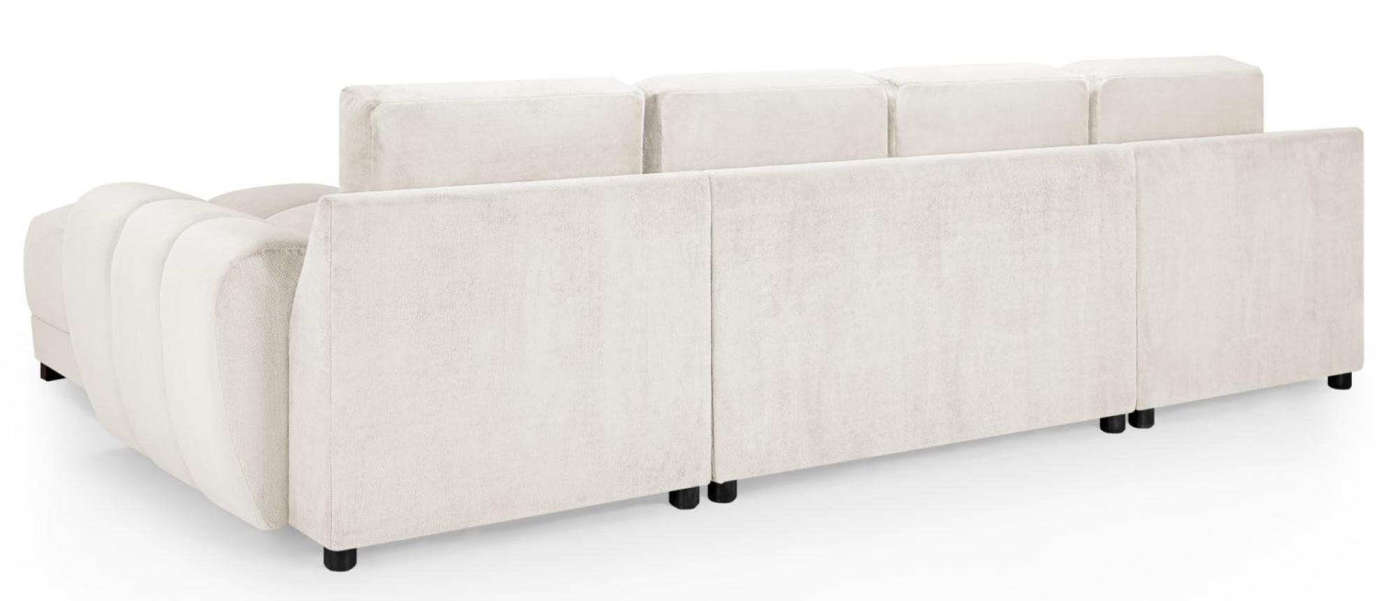 Product photograph of Azzuro Cream Velvet Fabric U Shape Corner Sofa Suite from Choice Furniture Superstore.