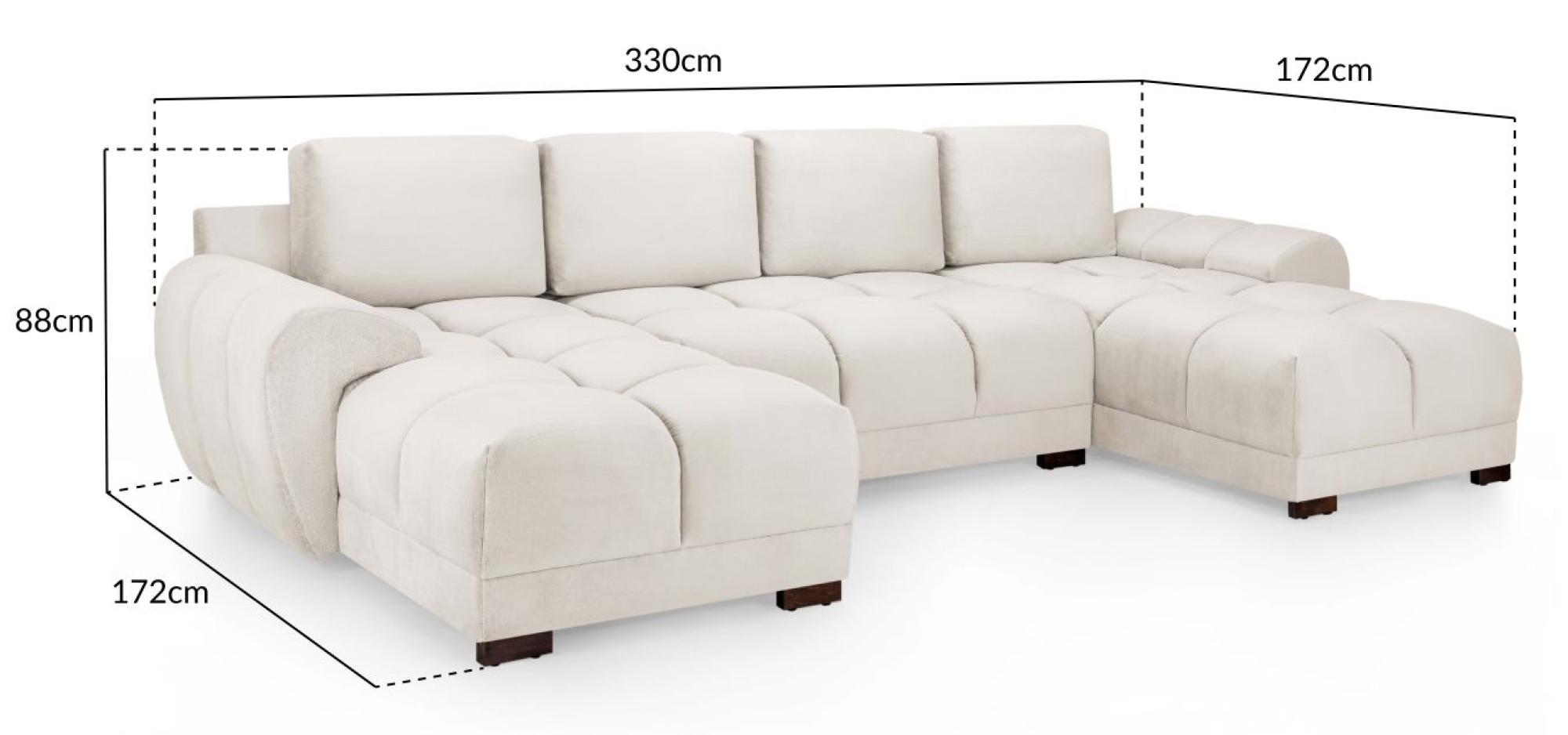 Product photograph of Azzuro Cream Velvet Fabric U Shape Corner Sofa Suite from Choice Furniture Superstore.