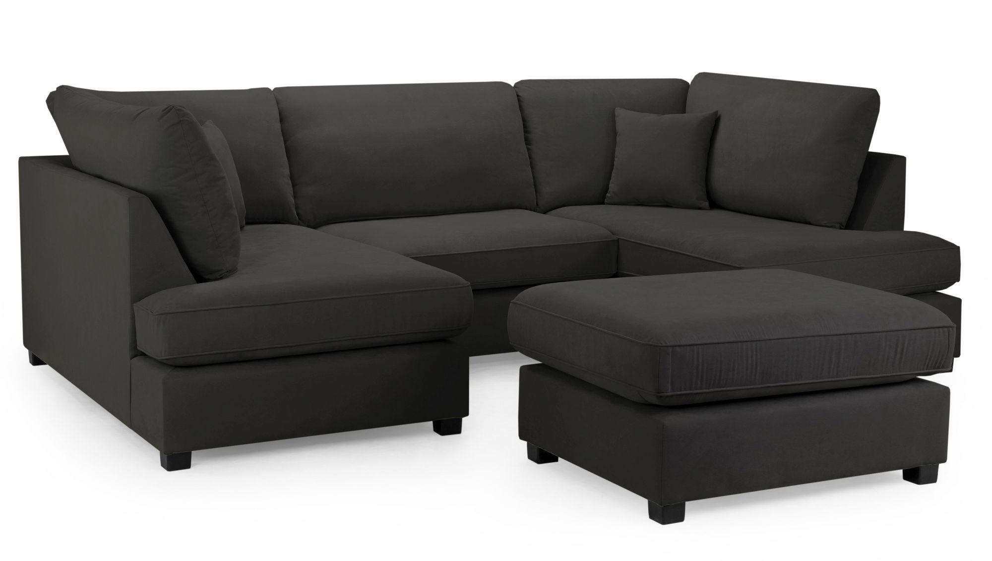 Product photograph of Carnaby Classic Black Fabric U Shape Corner Sofa Suite from Choice Furniture Superstore.
