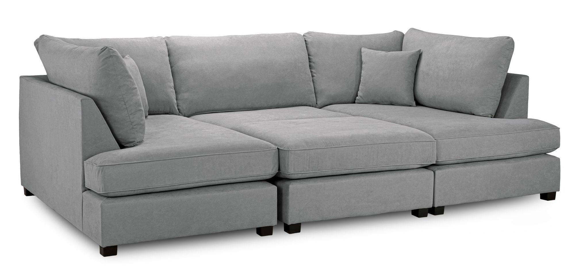 Product photograph of Carnaby Classic Grey Fabric U Shape Corner Sofa Suite from Choice Furniture Superstore.