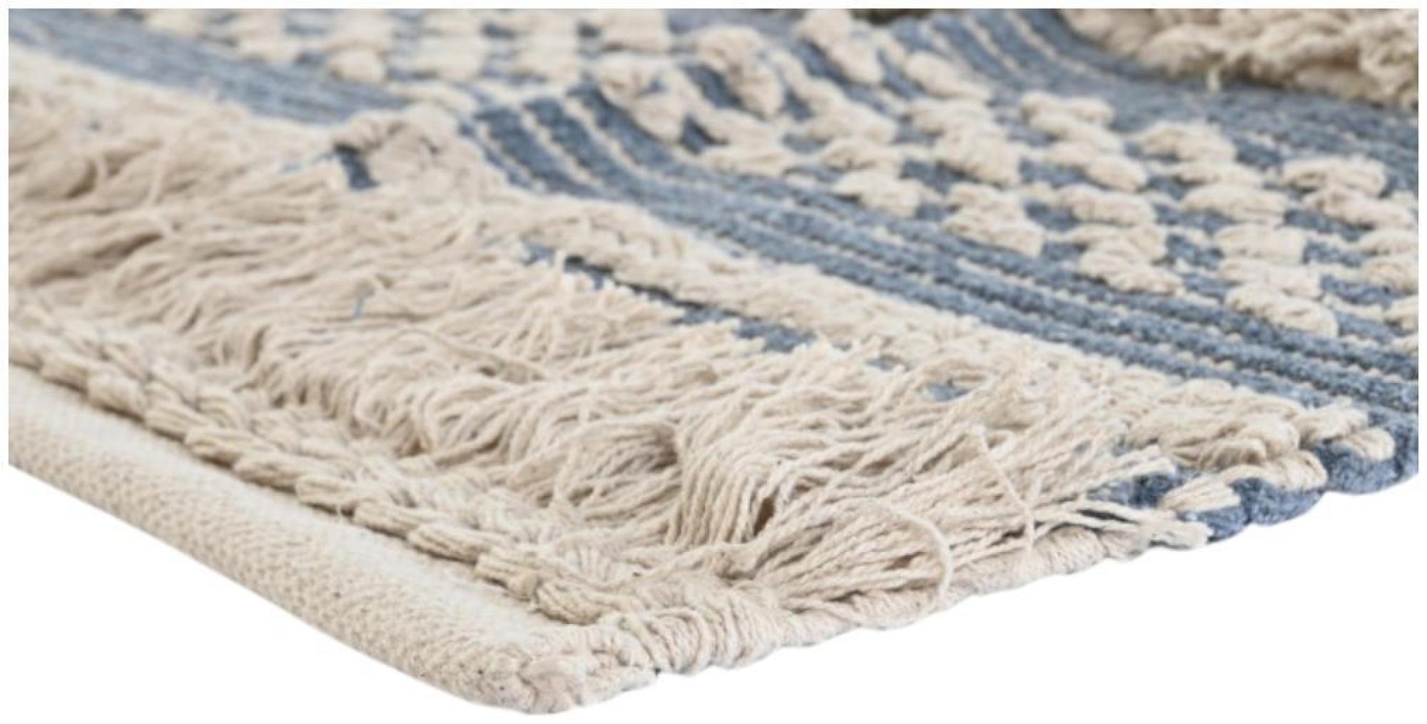 Product photograph of Etah Blue Cotton Boho Rug - 230cm X 160cm from Choice Furniture Superstore.