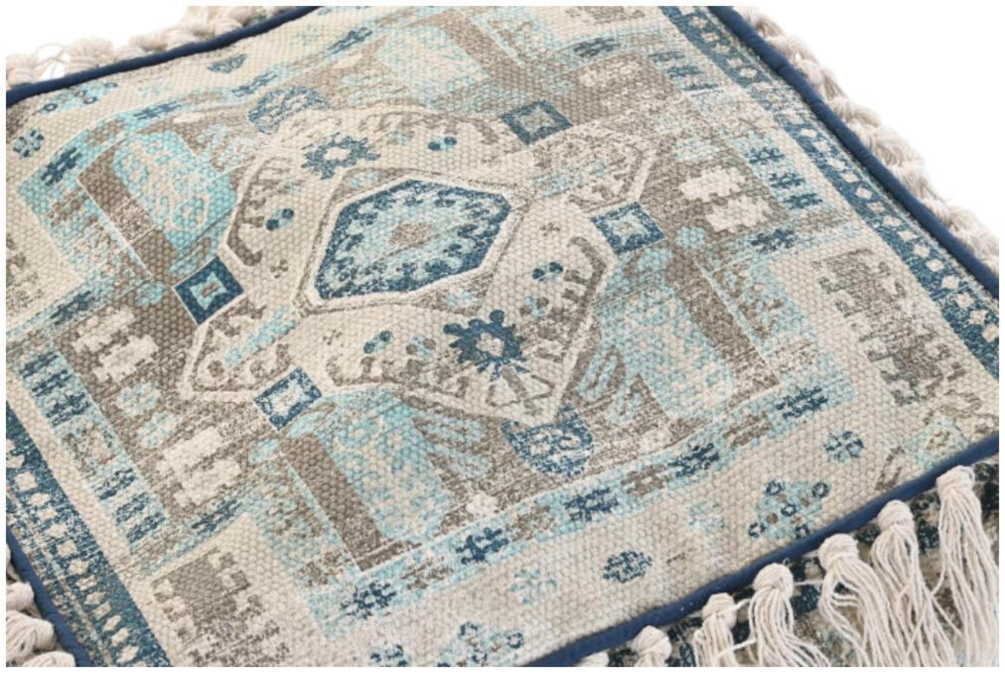 Product photograph of Pushkar Blue Cotton Square Pouff from Choice Furniture Superstore.