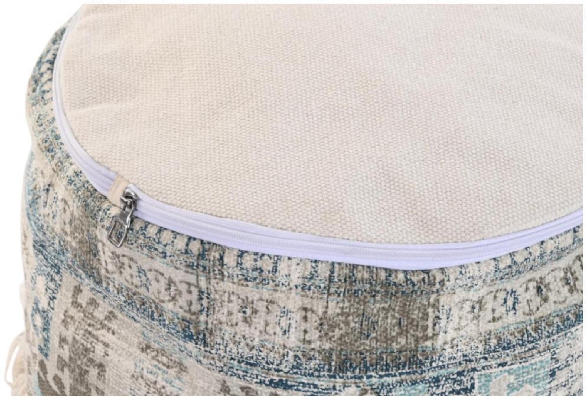 Product photograph of Pushkar Blue Cotton Round Pouff from Choice Furniture Superstore.
