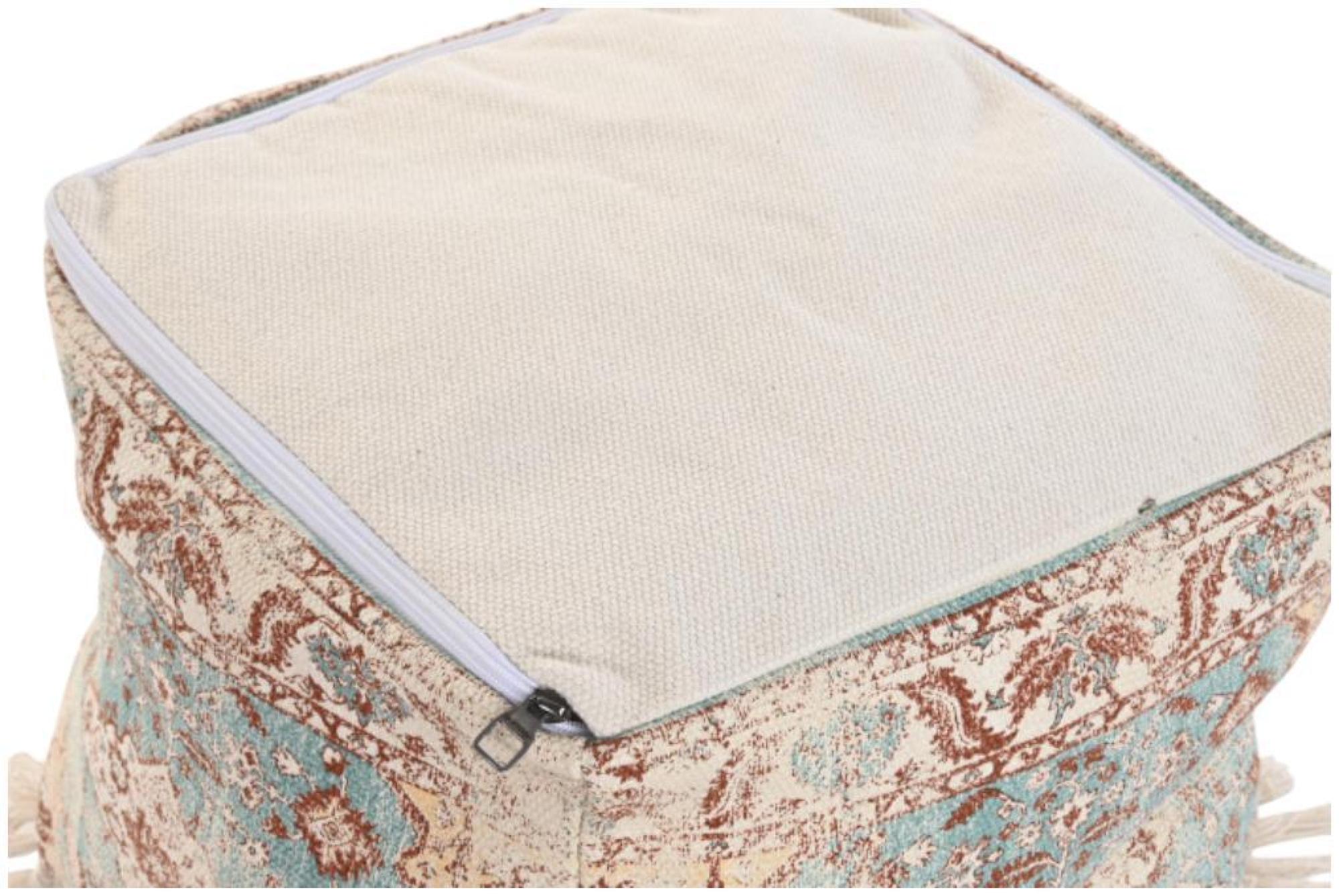 Product photograph of Rae Green Cotton Square Pouff from Choice Furniture Superstore.