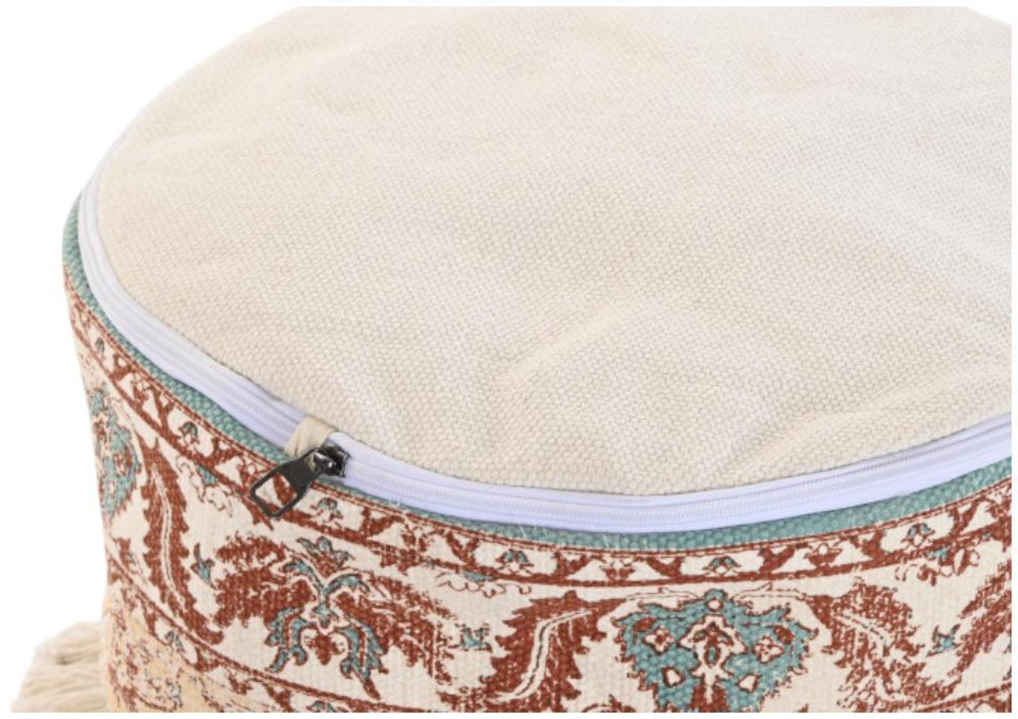 Product photograph of Rae Green Cotton Round Pouff from Choice Furniture Superstore.