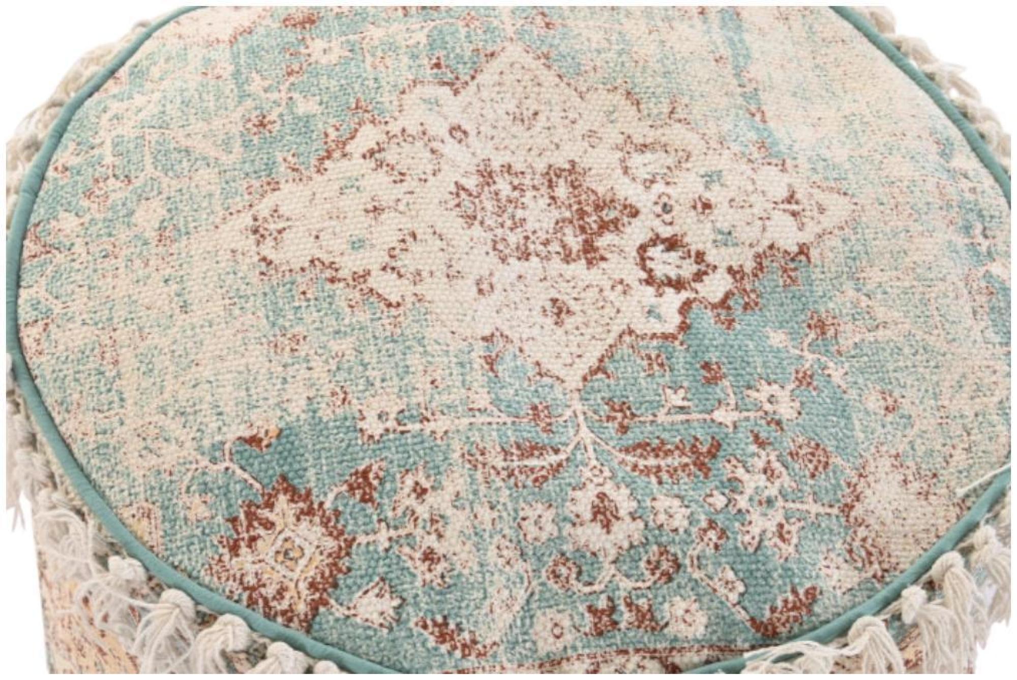 Product photograph of Rae Green Cotton Round Pouff from Choice Furniture Superstore.