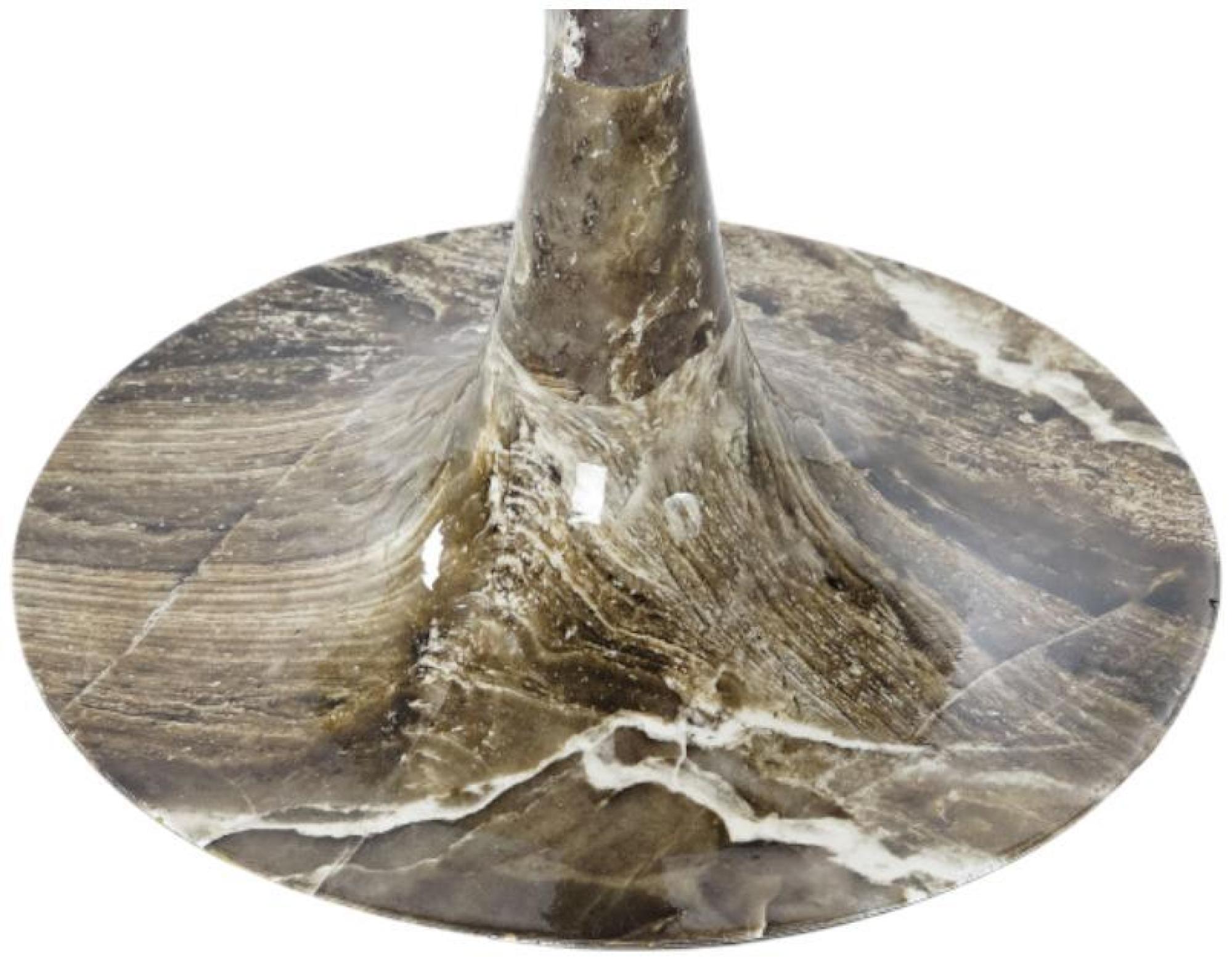 Product photograph of Sangli Brown Faux Marble Round Side Table from Choice Furniture Superstore.