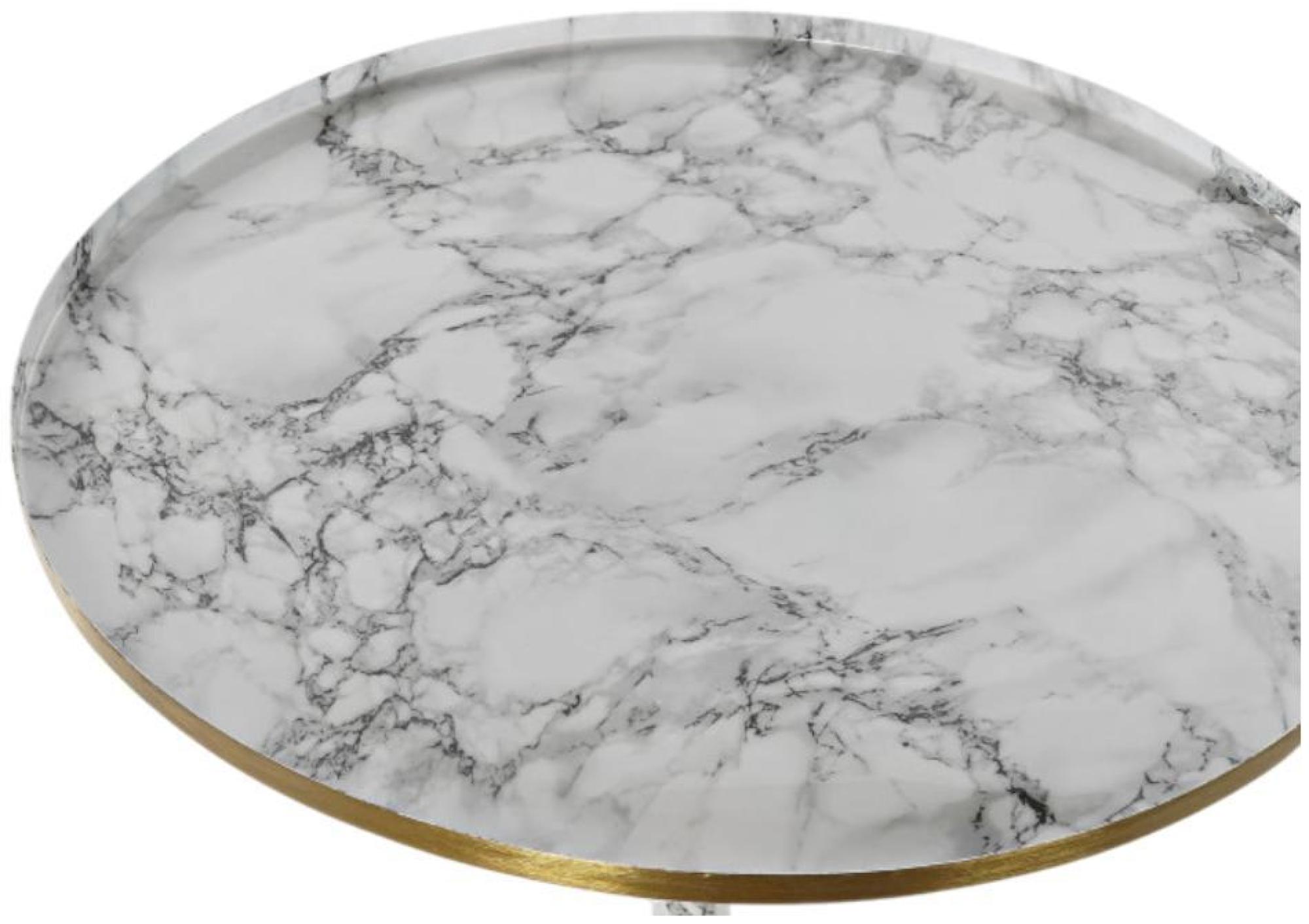 Product photograph of Sangli White Faux Marble Round Side Table from Choice Furniture Superstore.