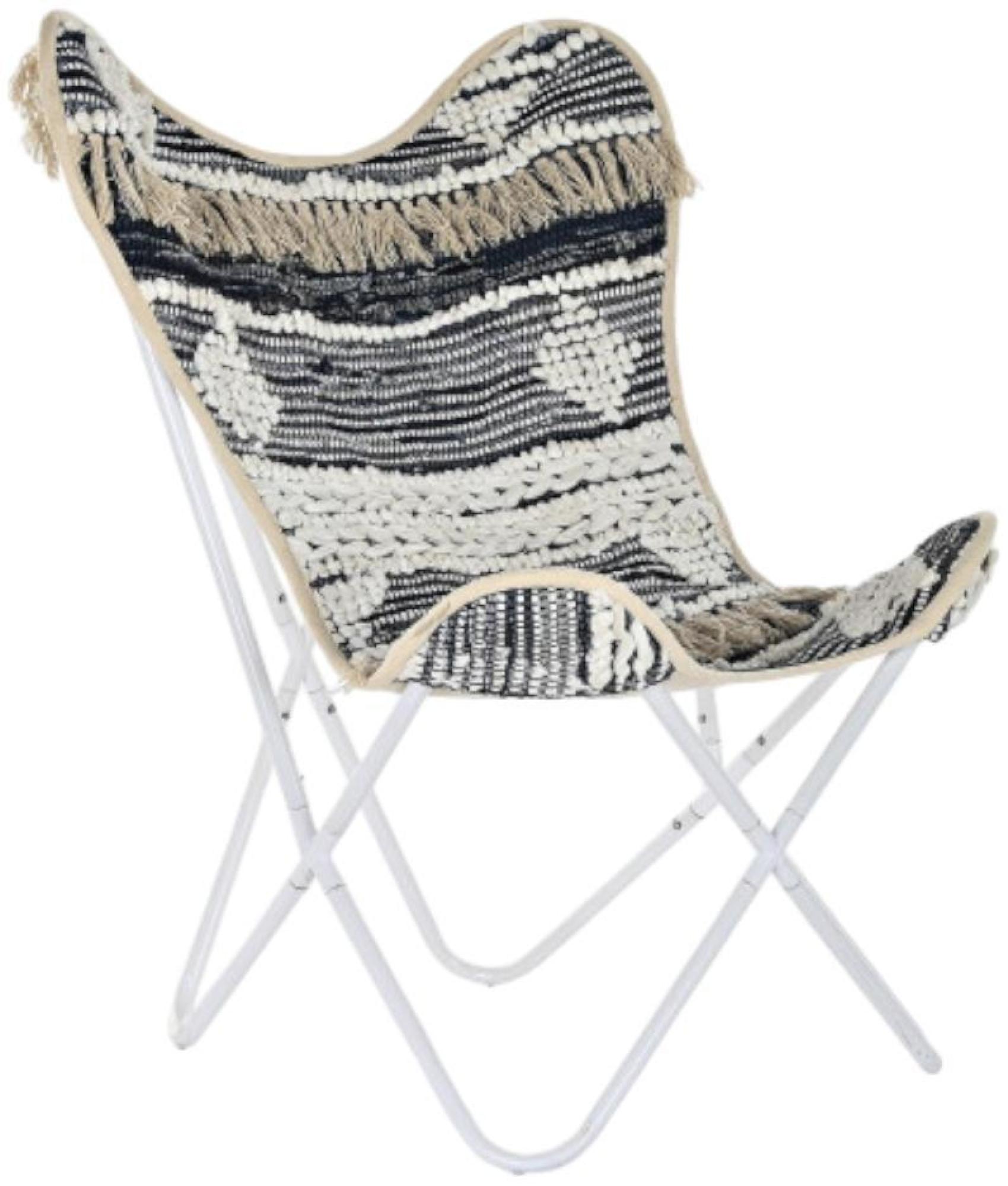 Product photograph of Siwan White Cotton Fabric Butterfly Chair from Choice Furniture Superstore.