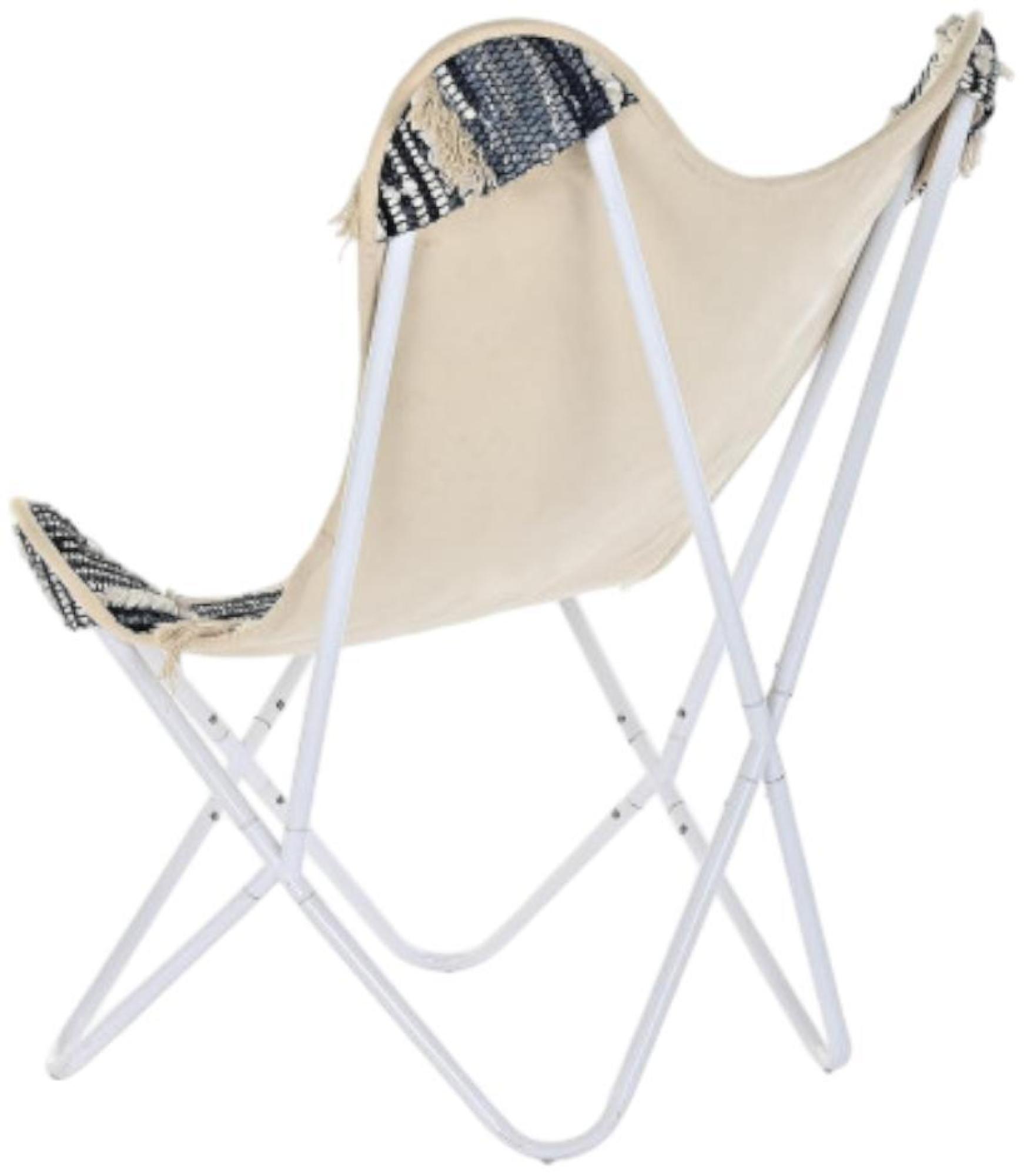 Product photograph of Siwan White Cotton Fabric Butterfly Chair from Choice Furniture Superstore.