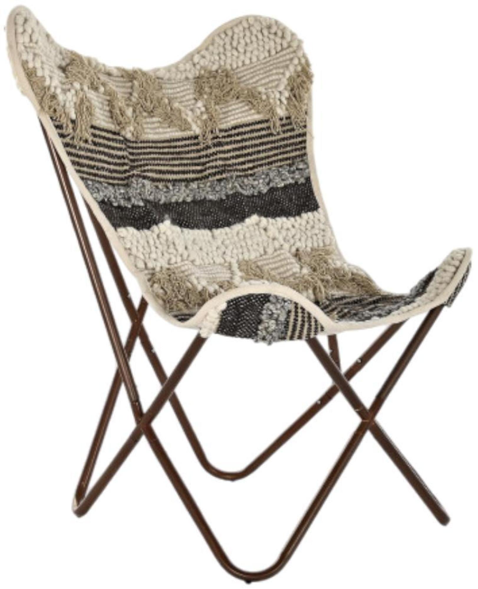 Product photograph of Annecy Brown And Black Cotton Fabric Butterfly Chair from Choice Furniture Superstore.