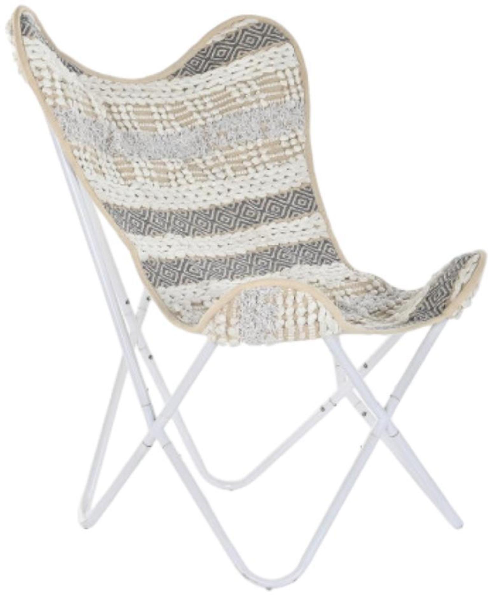 Product photograph of Soho White And Grey Cotton Fabric Butterfly Chair from Choice Furniture Superstore.