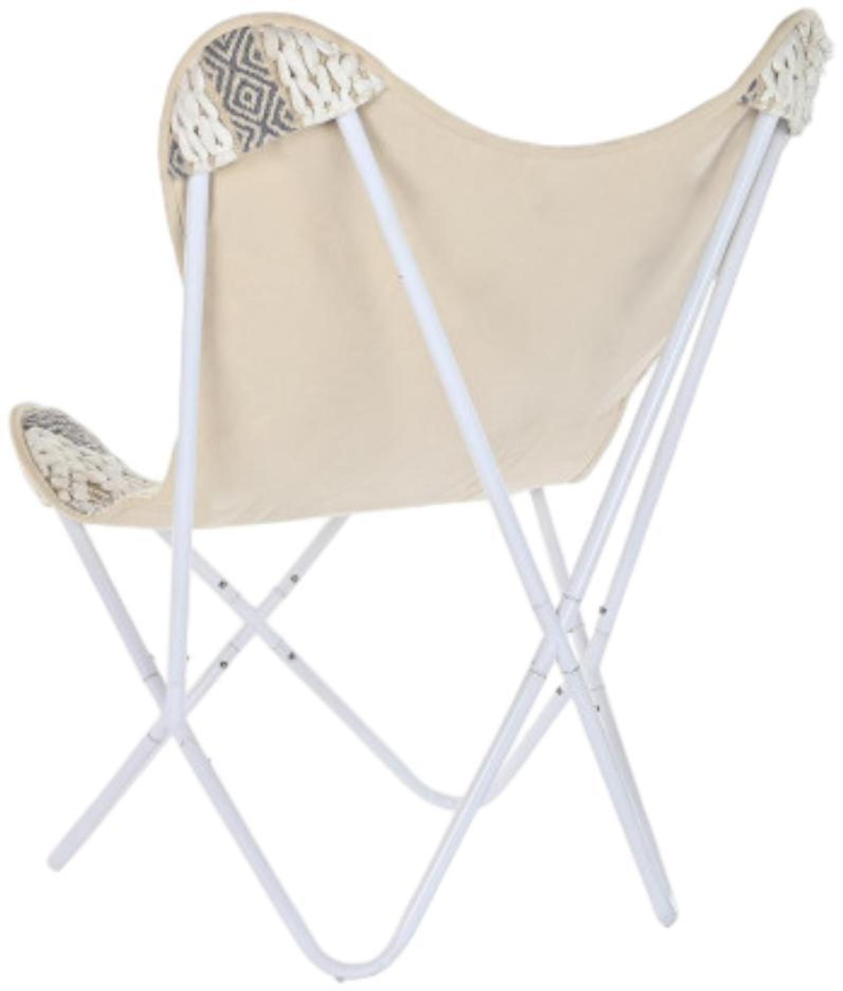 Product photograph of Soho White And Grey Cotton Fabric Butterfly Chair from Choice Furniture Superstore.