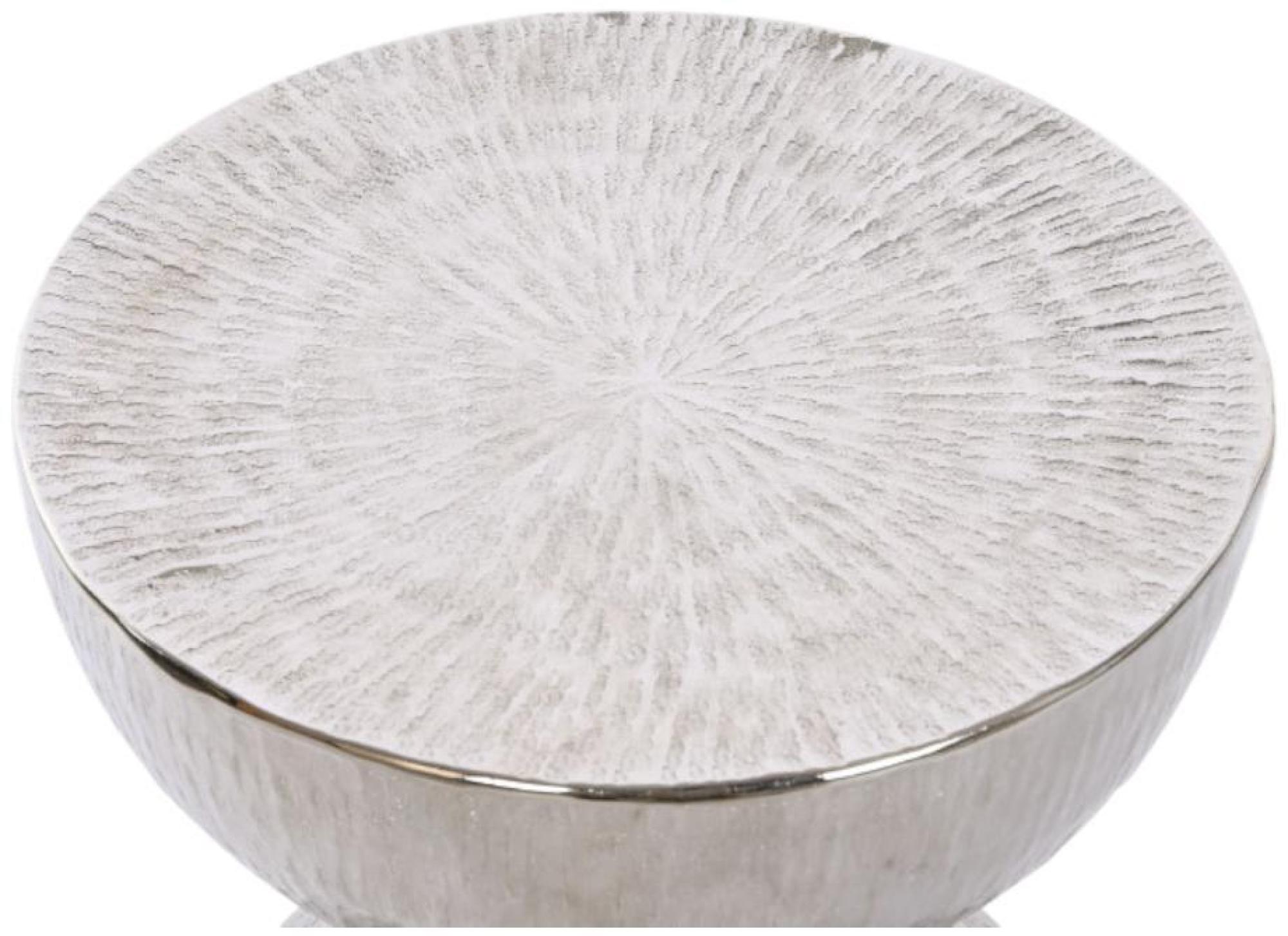 Product photograph of Alma Silver Aluminium Grated Round Side Table from Choice Furniture Superstore.