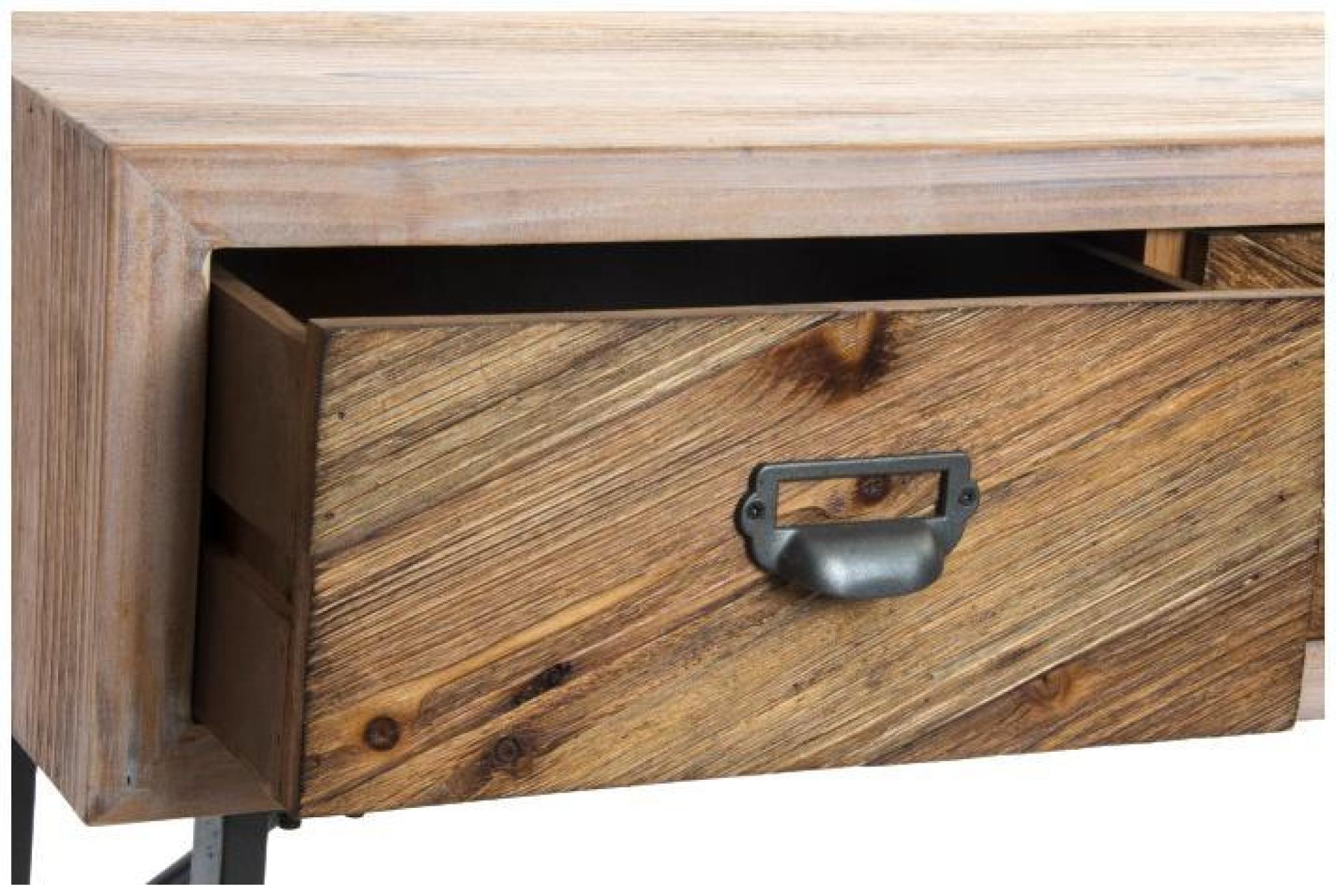 Product photograph of Renton Natural Wood 3 Drawer Console Table from Choice Furniture Superstore.