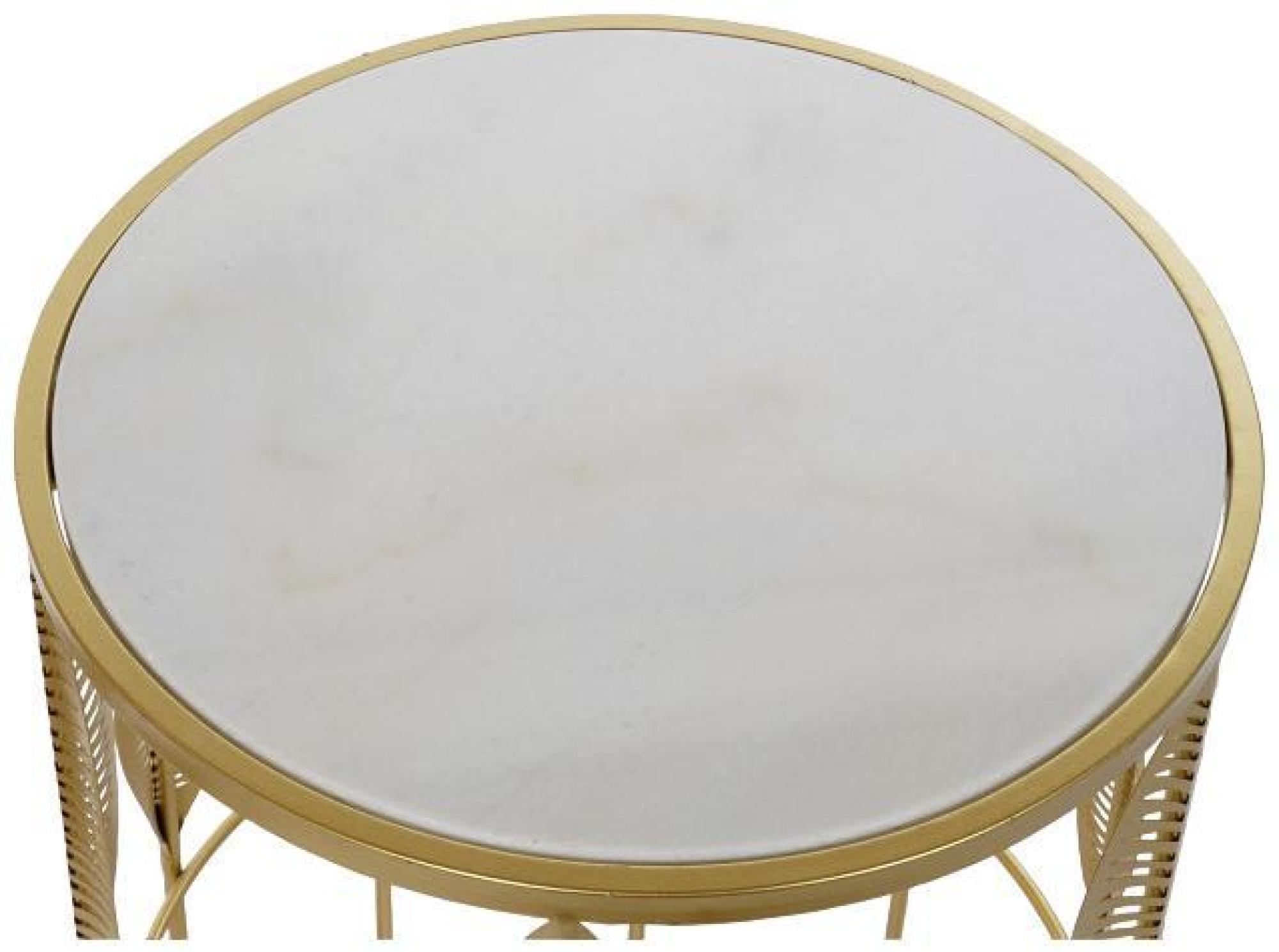 Product photograph of Bakerloo White Marble Gold Base Set Of 2 Side Table from Choice Furniture Superstore.