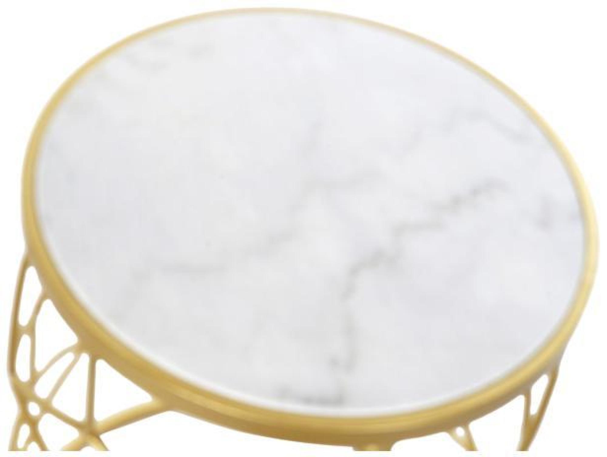 Product photograph of Bakerloo White Marble Gold Base Round Set Of 2 Side Table from Choice Furniture Superstore.