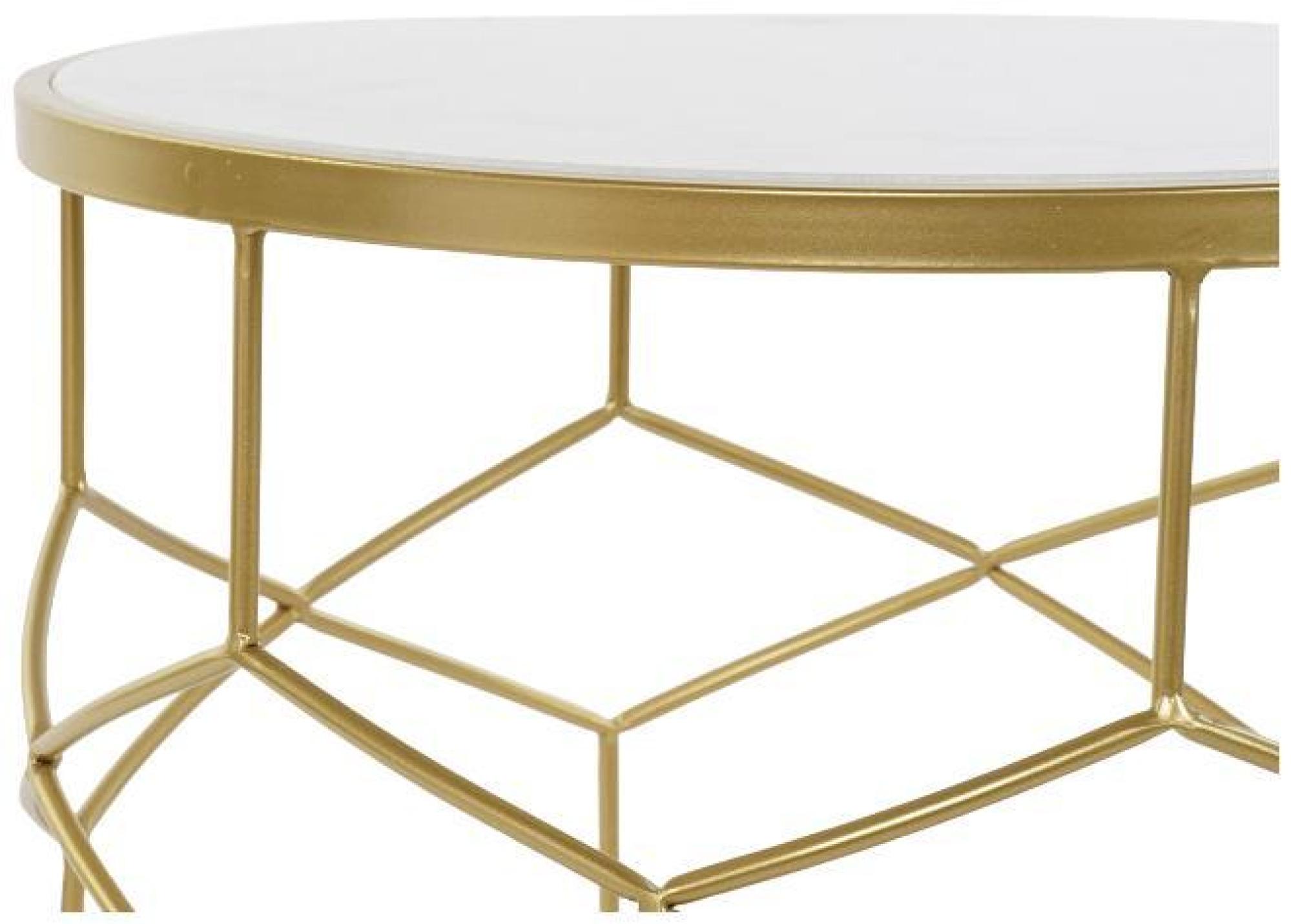 Product photograph of Bakerloo White Marble Gold Base Round Set Of 2 Side Table from Choice Furniture Superstore.