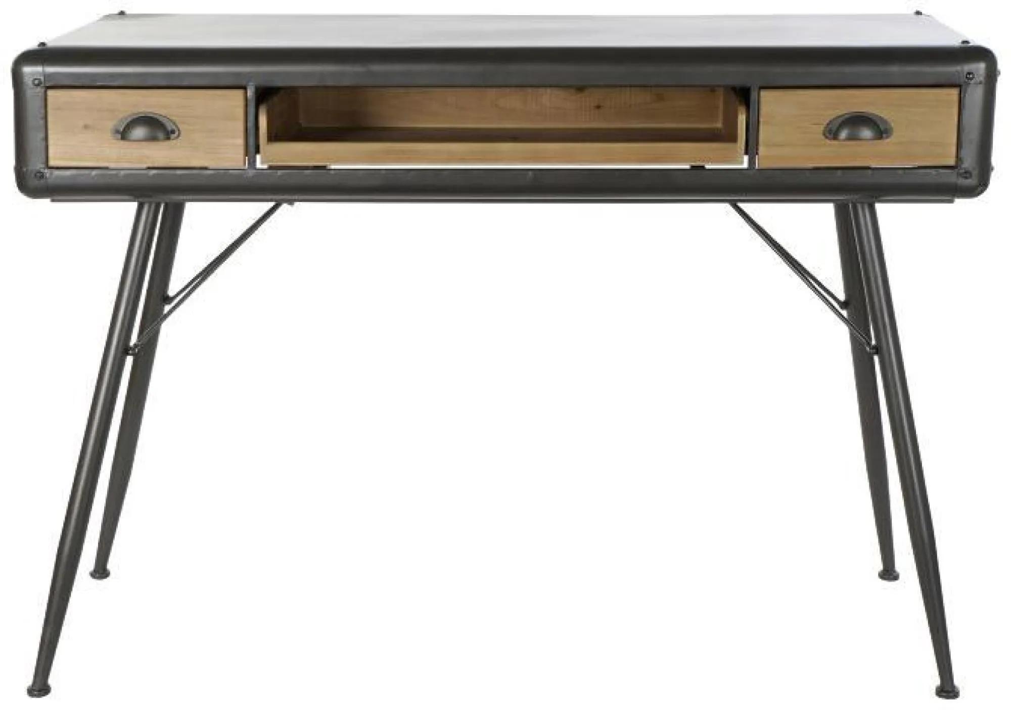 Product photograph of Indel Industrial Style Wood And Metal 3 Drawer Desk from Choice Furniture Superstore.