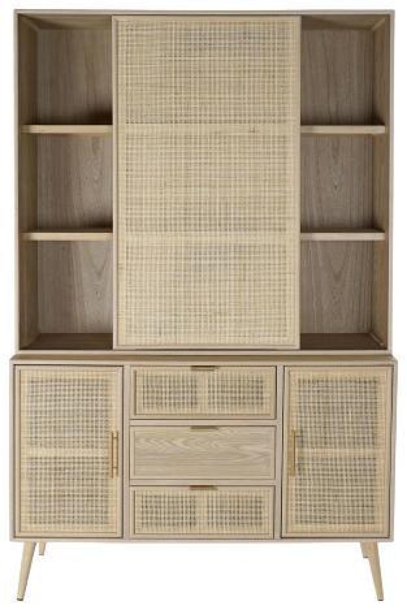 Product photograph of Riley Wood And Rattan Showcase from Choice Furniture Superstore.