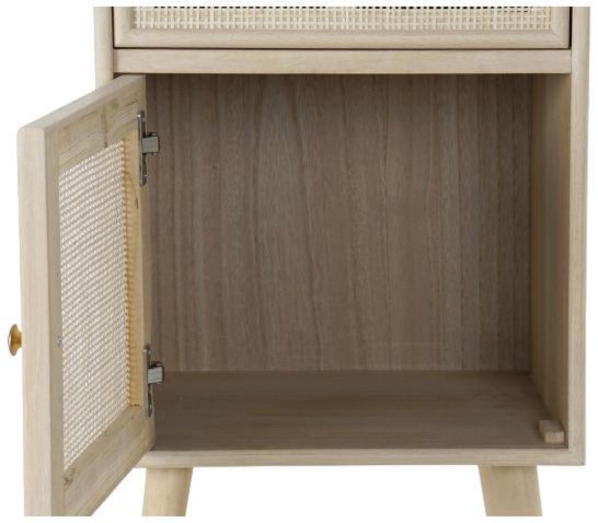 Product photograph of Riley Natural And Rattan 1 Door 1 Drawer Bedside Table - 42 2 X 37cm from Choice Furniture Superstore.