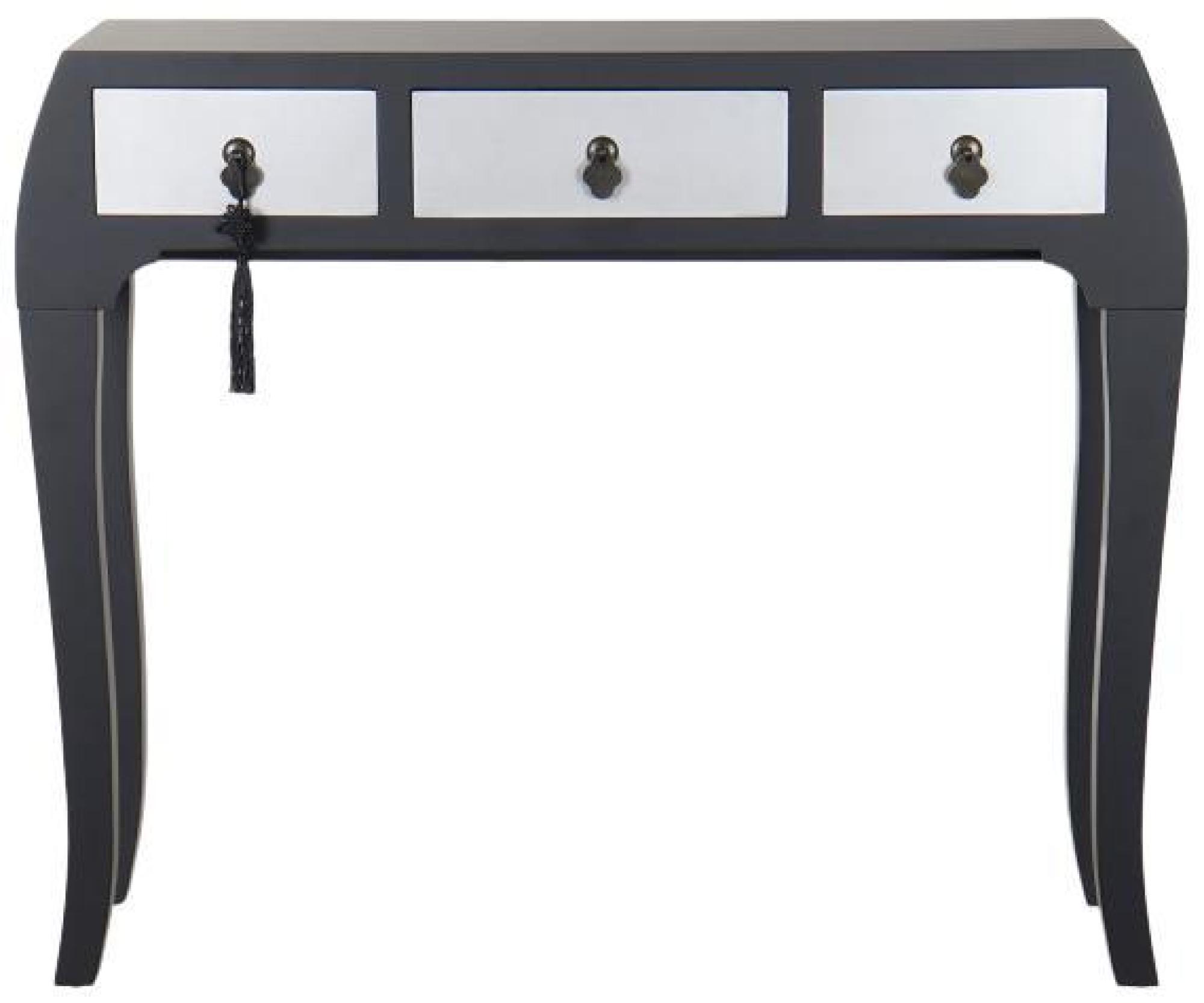 Product photograph of Tate Black And Silver 3 Drawer Console Table from Choice Furniture Superstore.