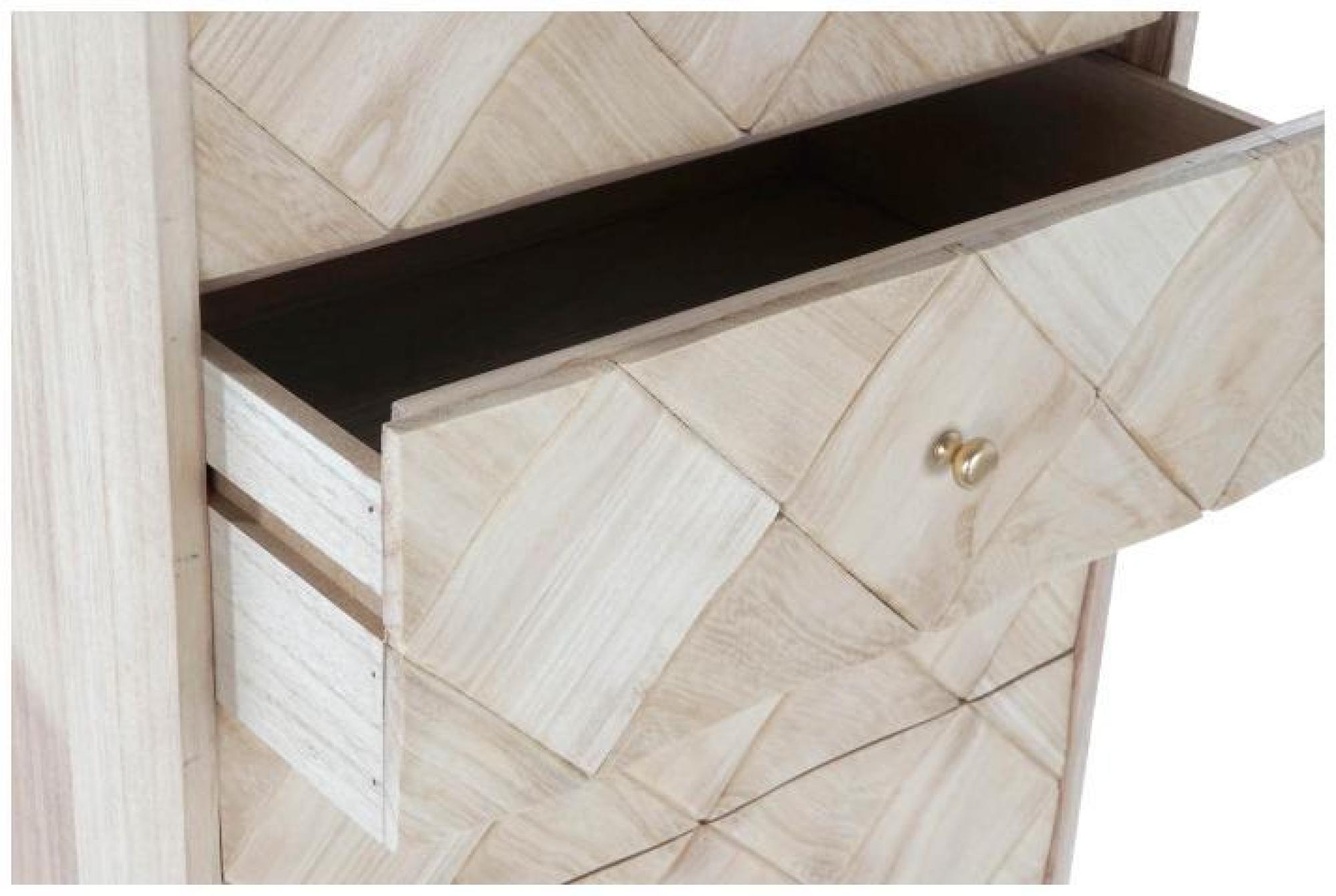 Product photograph of Mid Century Wooden Parquet 5 Drawer Narrow Chest from Choice Furniture Superstore.