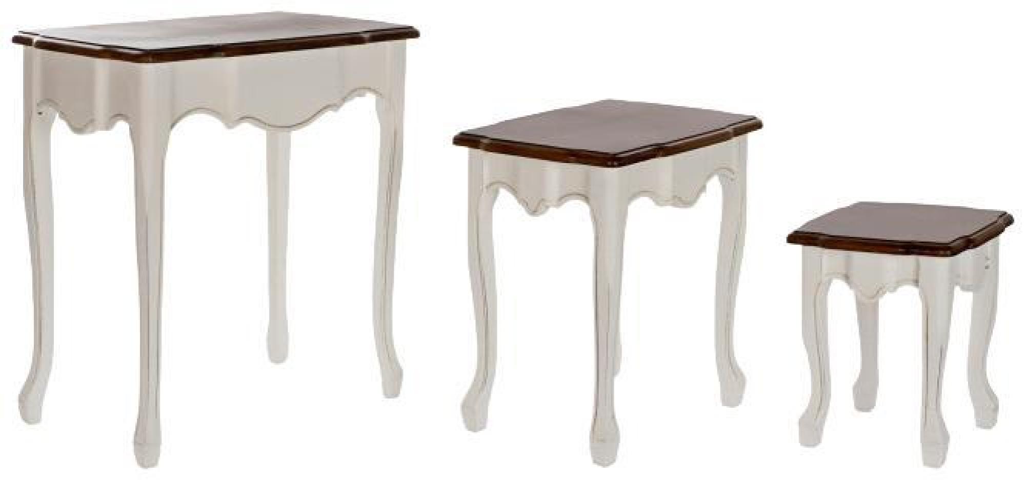 Product photograph of Chloe White And Brown Wood Set Of 3 Side Table from Choice Furniture Superstore.