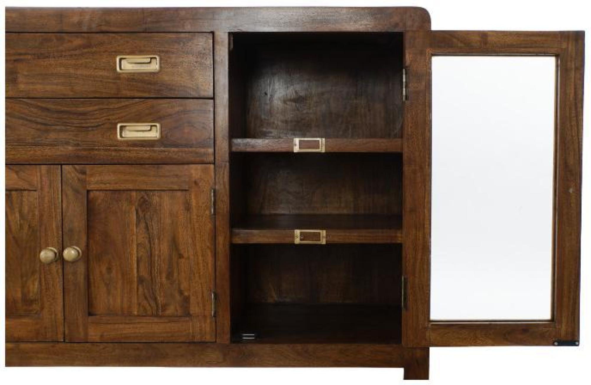Product photograph of Jaisalmer Dark Acacia Wood 4 Door Medium Sideboard - 150cm from Choice Furniture Superstore.