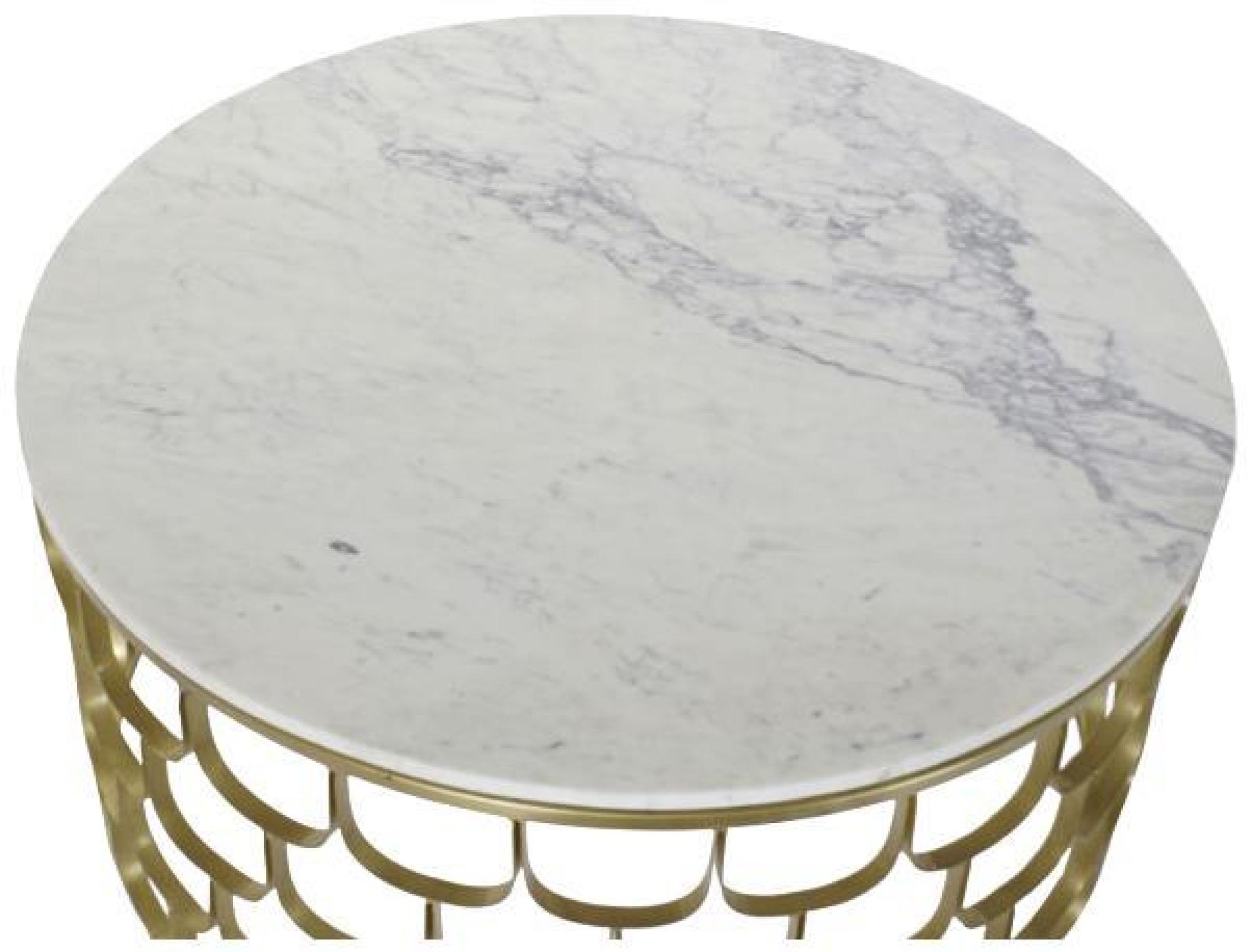 Product photograph of Bakerloo White Marble Gold Base Round Coffee Table from Choice Furniture Superstore.