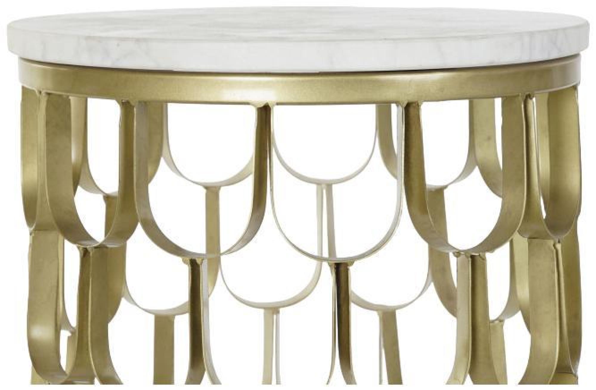 Product photograph of Bakerloo White Marble Gold Base Narrow Round Side Table from Choice Furniture Superstore.