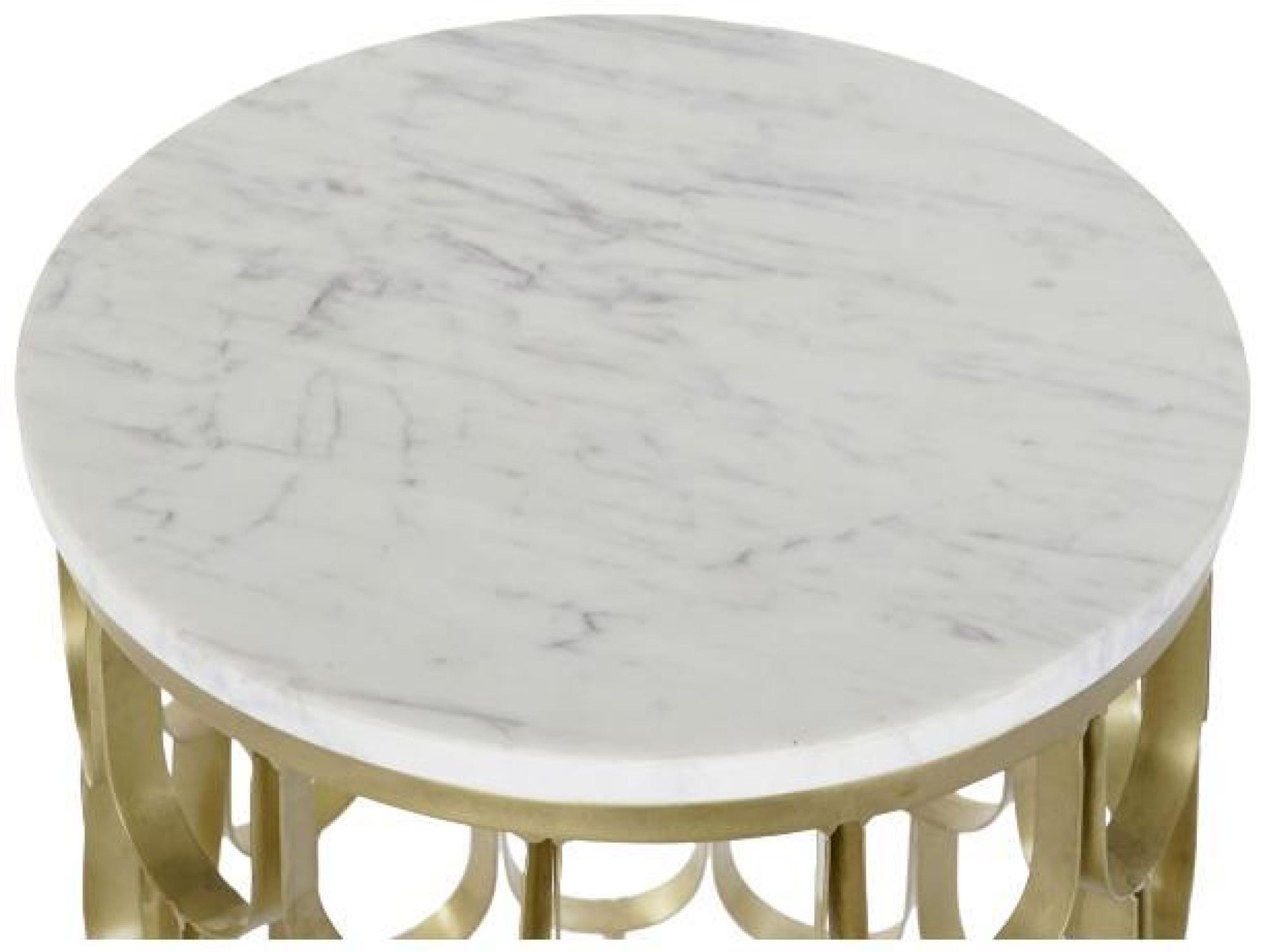 Product photograph of Bakerloo White Marble Gold Base Narrow Round Side Table from Choice Furniture Superstore.