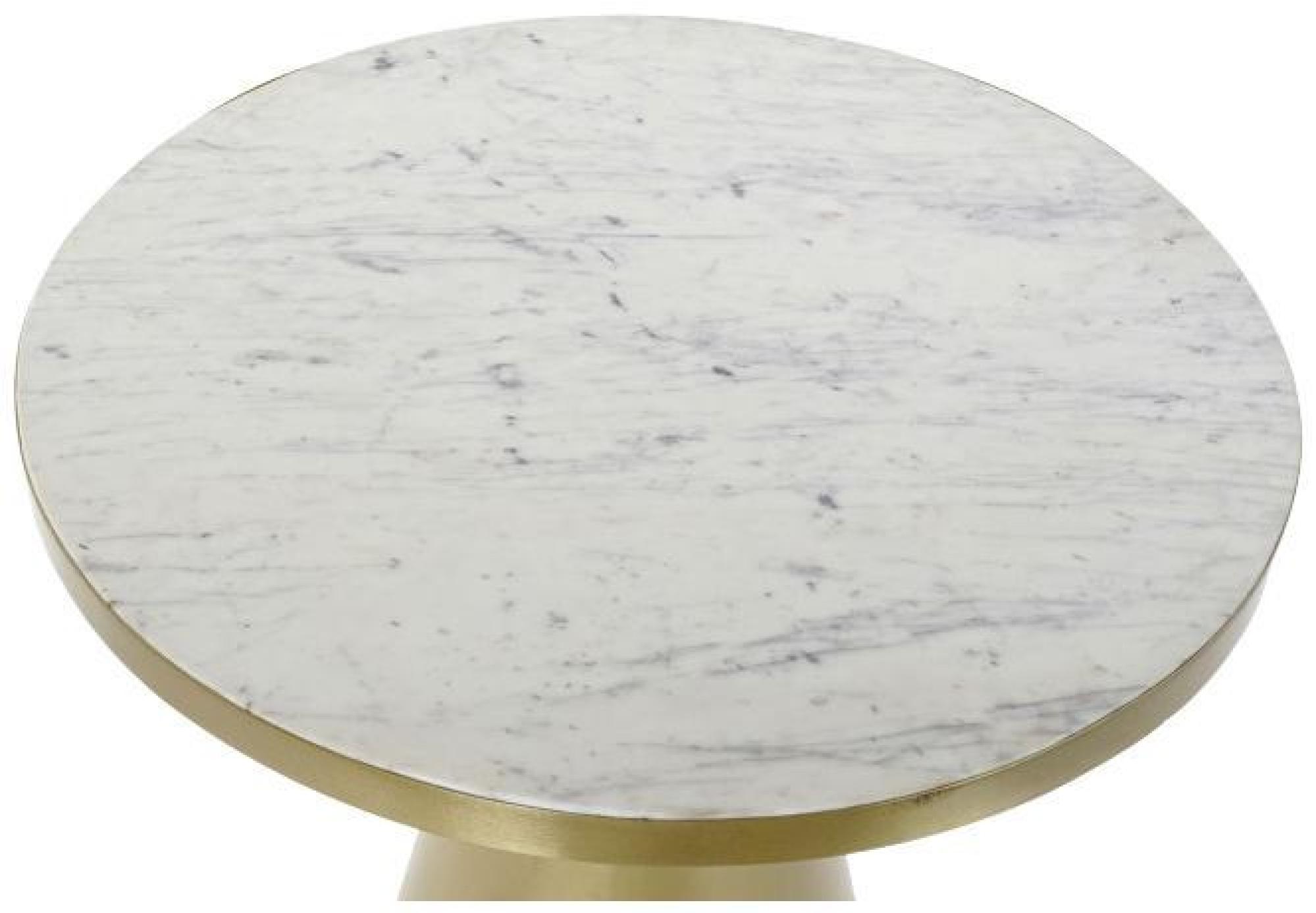 Product photograph of Bakerloo White Marble Gold Base Round Side Table from Choice Furniture Superstore.