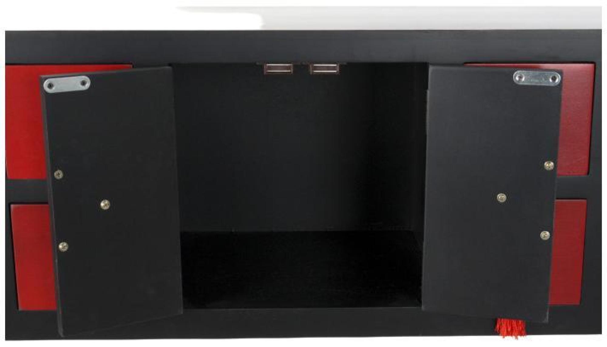 Product photograph of Fusion Red And Black 2 Door Multi Drawer Large Console Table from Choice Furniture Superstore.