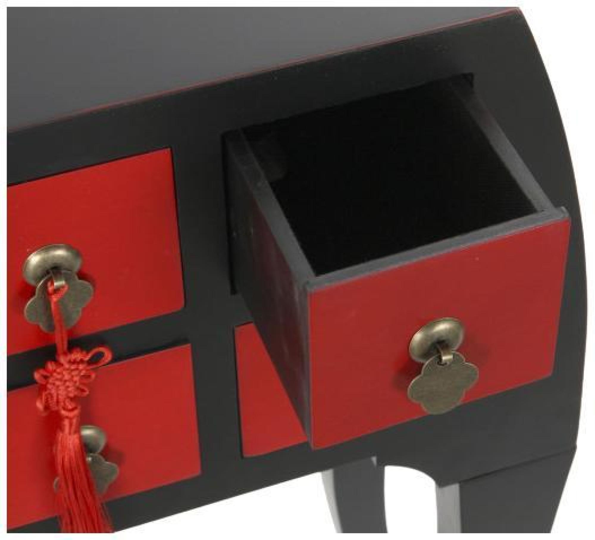 Product photograph of Fusion Red And Black 2 Door Multi Drawer Large Console Table from Choice Furniture Superstore.