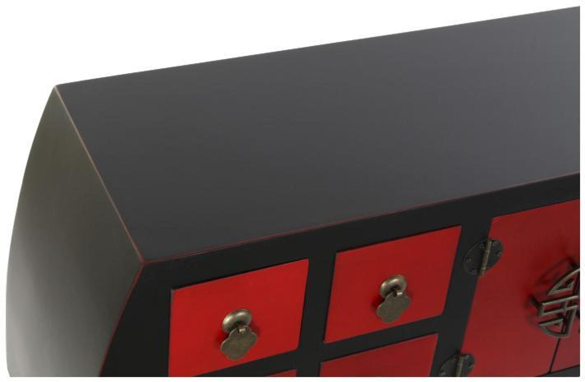 Product photograph of Fusion Red And Black 2 Door Multi Drawer Large Console Table from Choice Furniture Superstore.