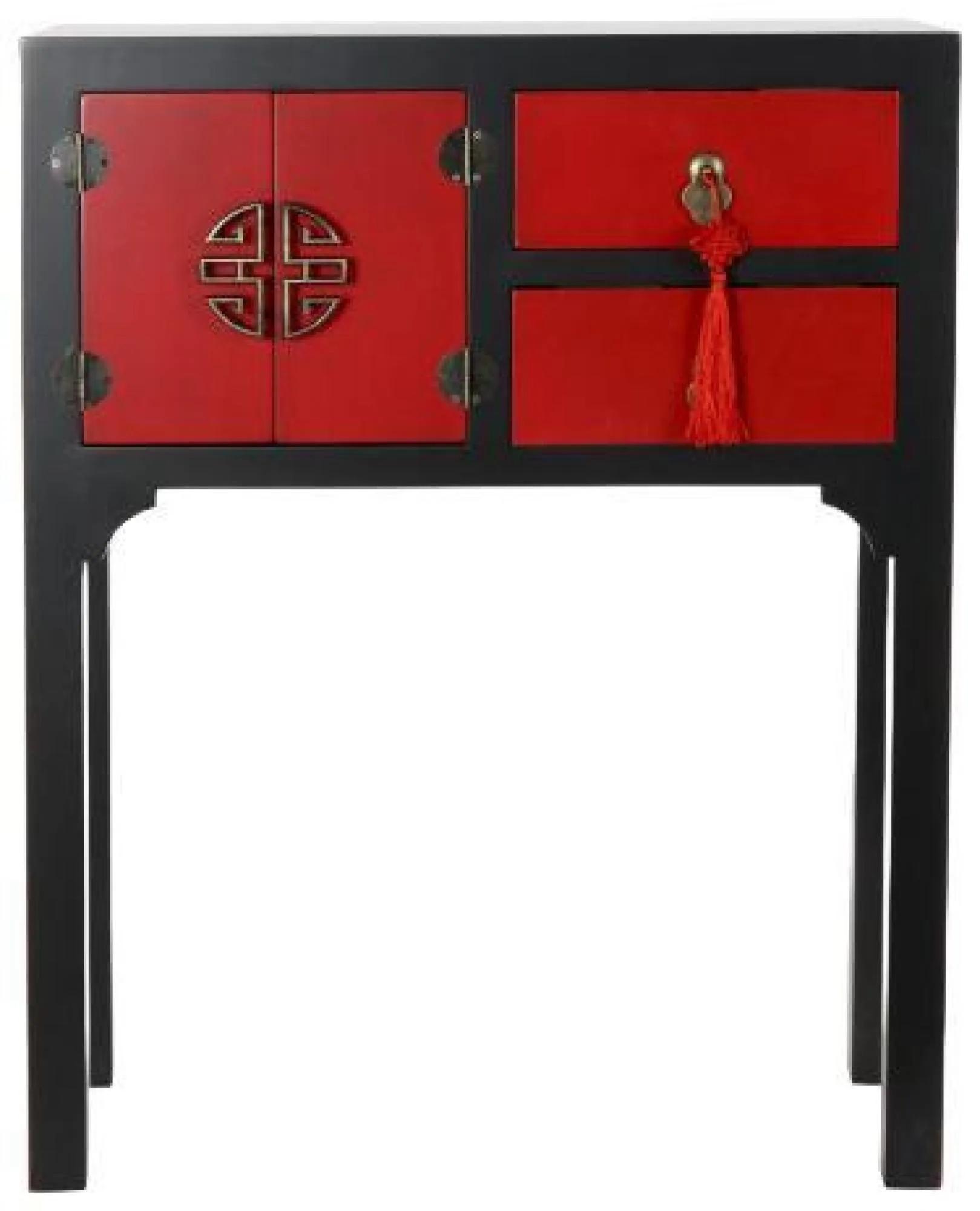 Product photograph of Fusion Red And Black 2 Door Console Table from Choice Furniture Superstore.