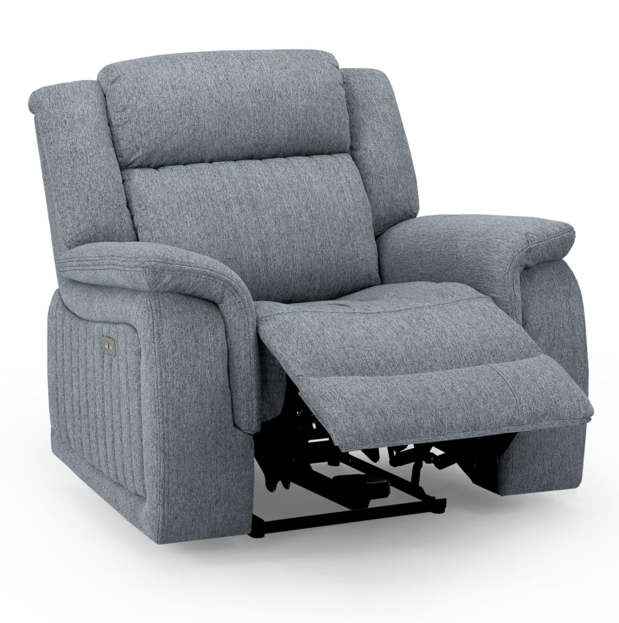 Product photograph of Linden Grey Fabric Recliner Armchair from Choice Furniture Superstore.