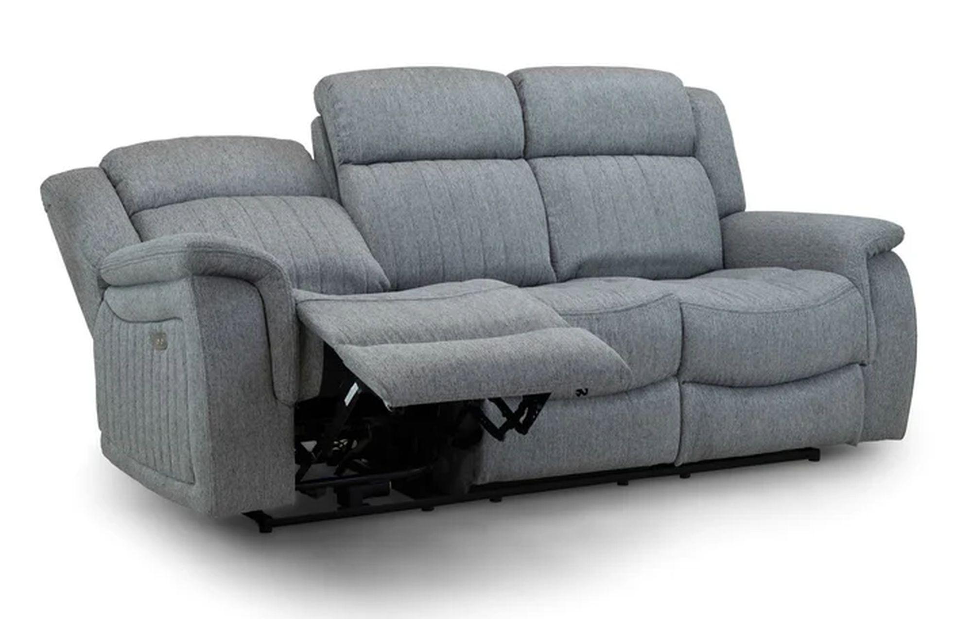 Product photograph of Linden Grey Fabric 3 Seater Recliner Sofa from Choice Furniture Superstore.