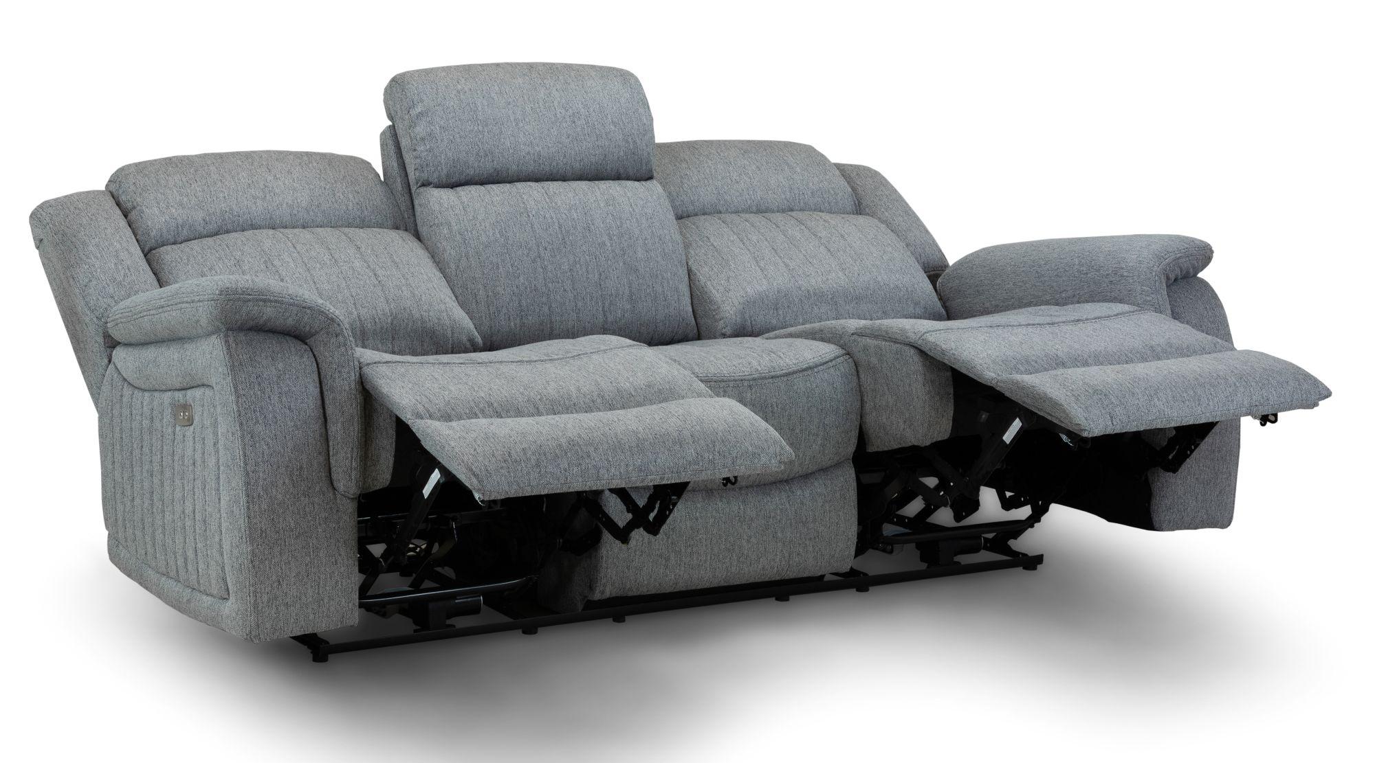 Product photograph of Linden Grey Fabric 3 Seater Recliner Sofa from Choice Furniture Superstore.