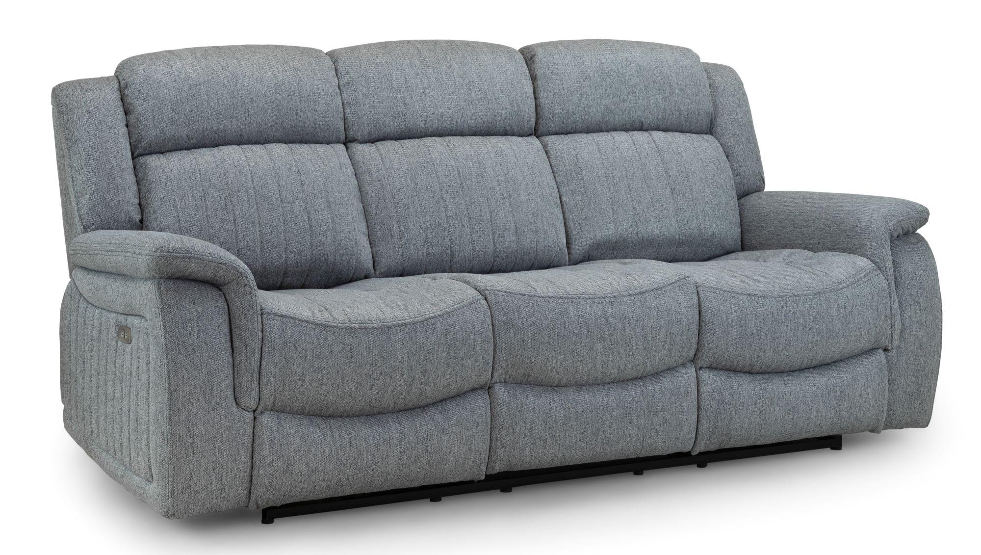 Product photograph of Linden Grey Fabric 3 Seater Recliner Sofa from Choice Furniture Superstore.