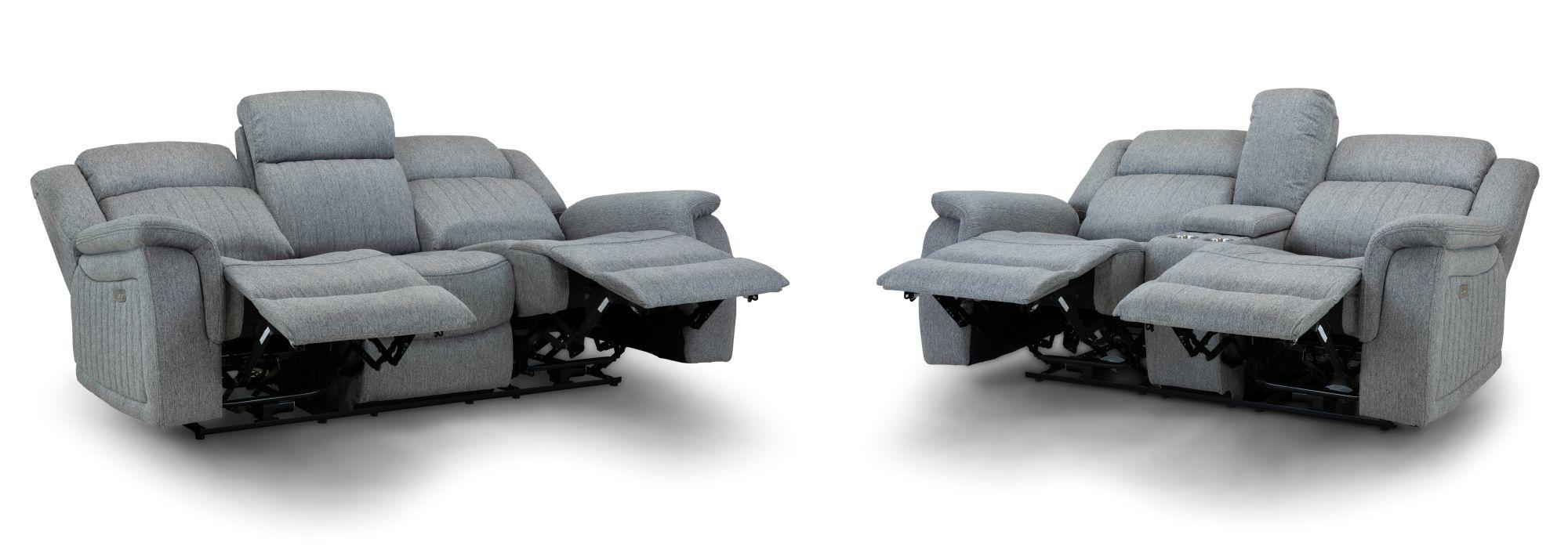 Product photograph of Linden Grey Fabric 3 2 Seater Recliner Sofa from Choice Furniture Superstore.