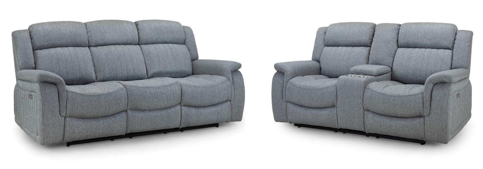 Product photograph of Linden Grey Fabric 3 2 Seater Recliner Sofa from Choice Furniture Superstore.